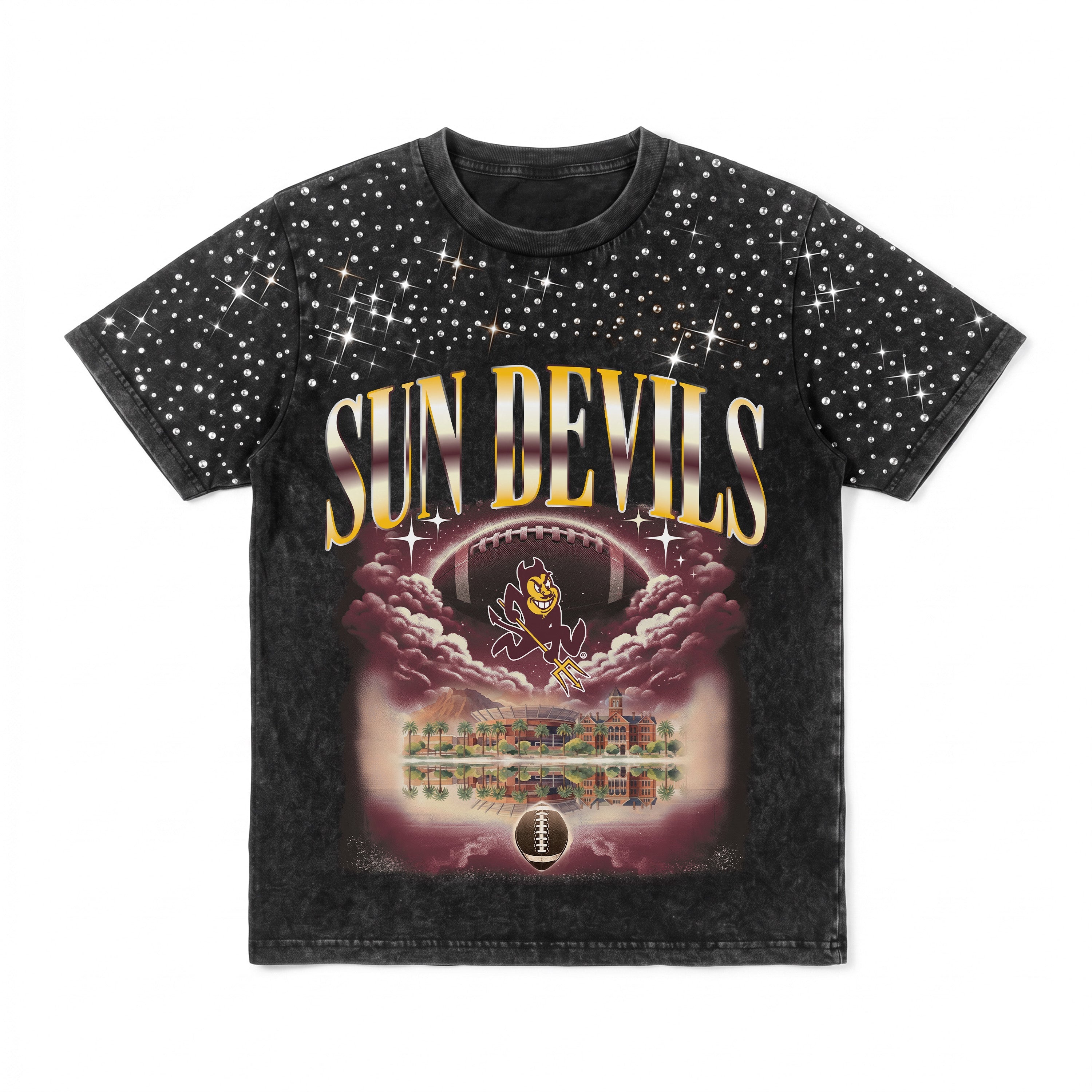 ARIZONA STATE SUN DEVILS SKY'S THE LIMIT KIDS VINTAGE WASH RHINESTONE TEE