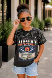 AUBURN TIGERS SKY'S THE LIMIT KIDS VINTAGE WASH RHINESTONE TEE