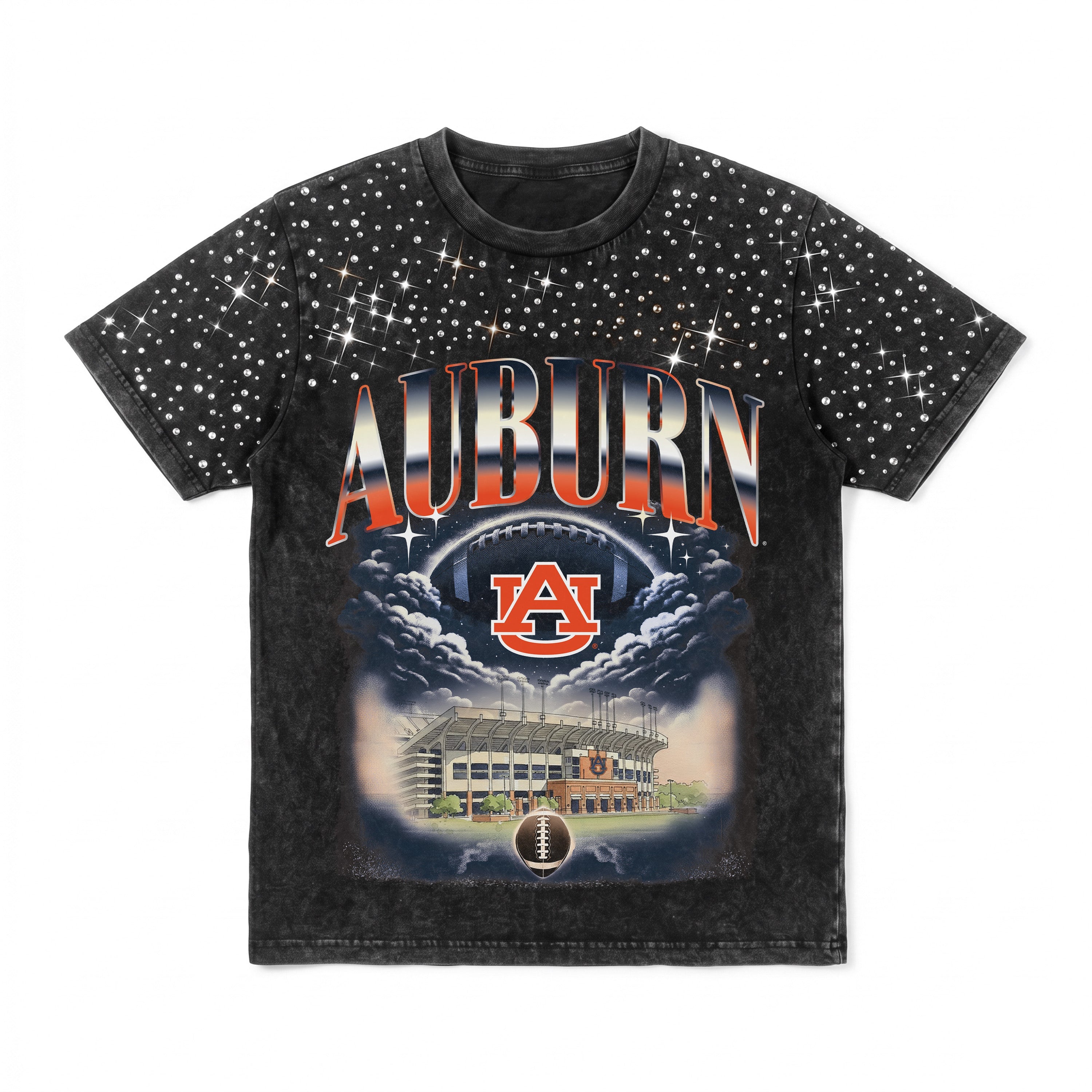 AUBURN TIGERS SKY'S THE LIMIT KIDS VINTAGE WASH RHINESTONE TEE