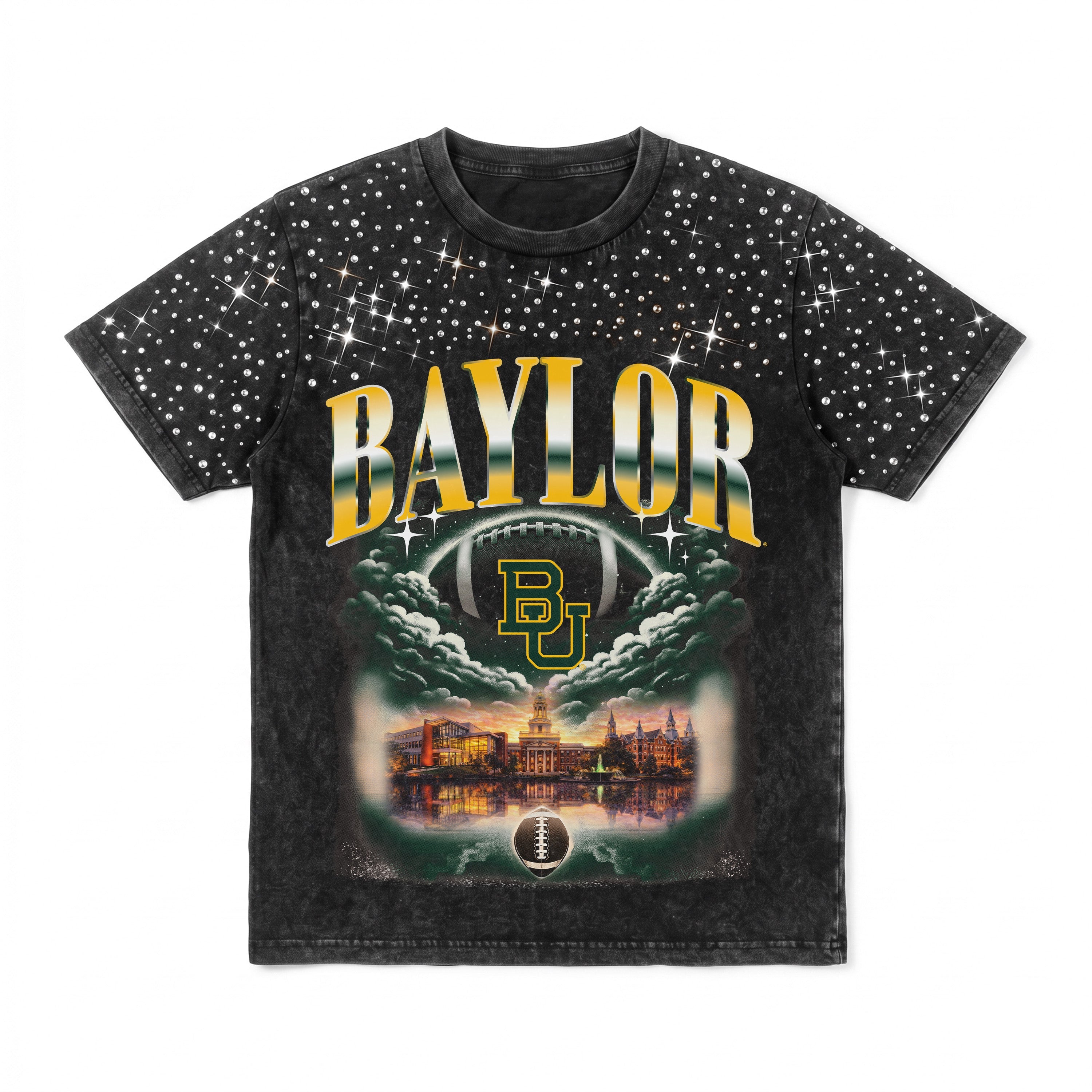 BAYLOR BEARS SKY'S THE LIMIT KIDS VINTAGE WASH RHINESTONE TEE