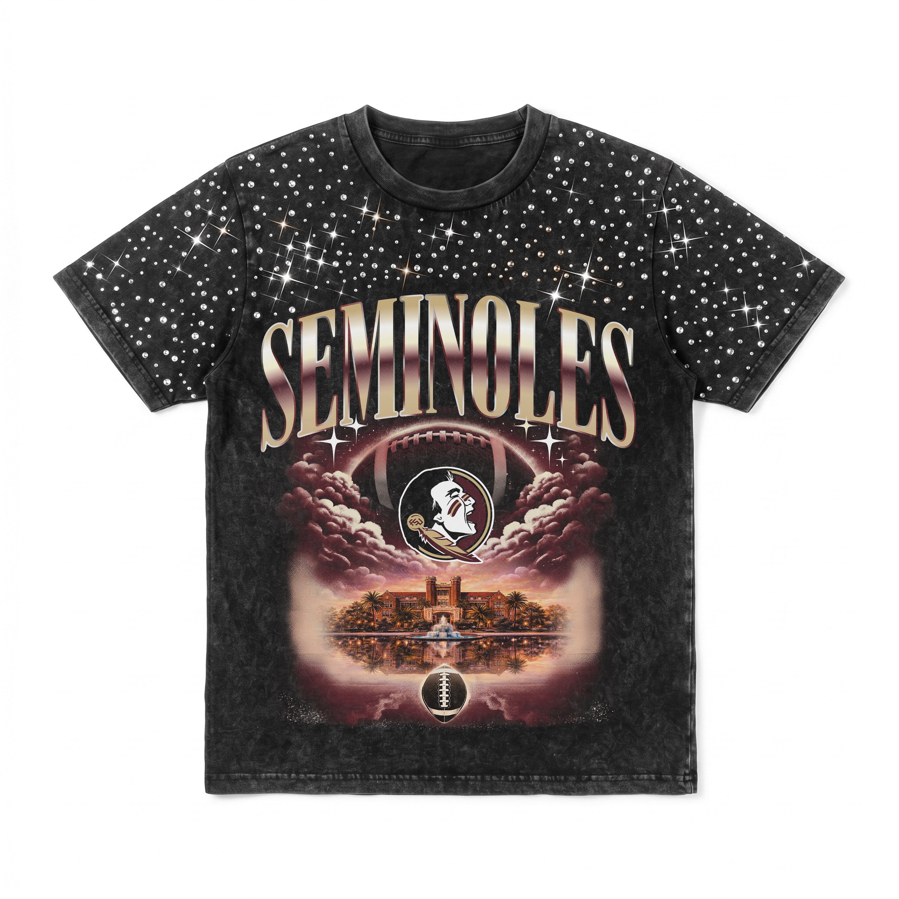 FLORIDA STATE SEMINOLES SKY'S THE LIMIT KIDS VINTAGE WASH RHINESTONE TEE