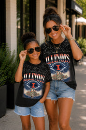 ILLINOIS FIGHTING ILLINI SKY'S THE LIMIT KIDS VINTAGE WASH RHINESTONE TEE