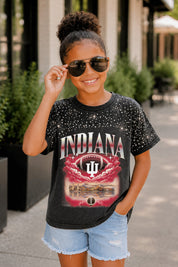 INDIANA HOOSIERS SKY'S THE LIMIT KIDS VINTAGE WASH RHINESTONE TEE