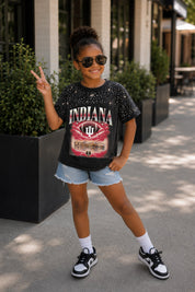 INDIANA HOOSIERS SKY'S THE LIMIT KIDS VINTAGE WASH RHINESTONE TEE