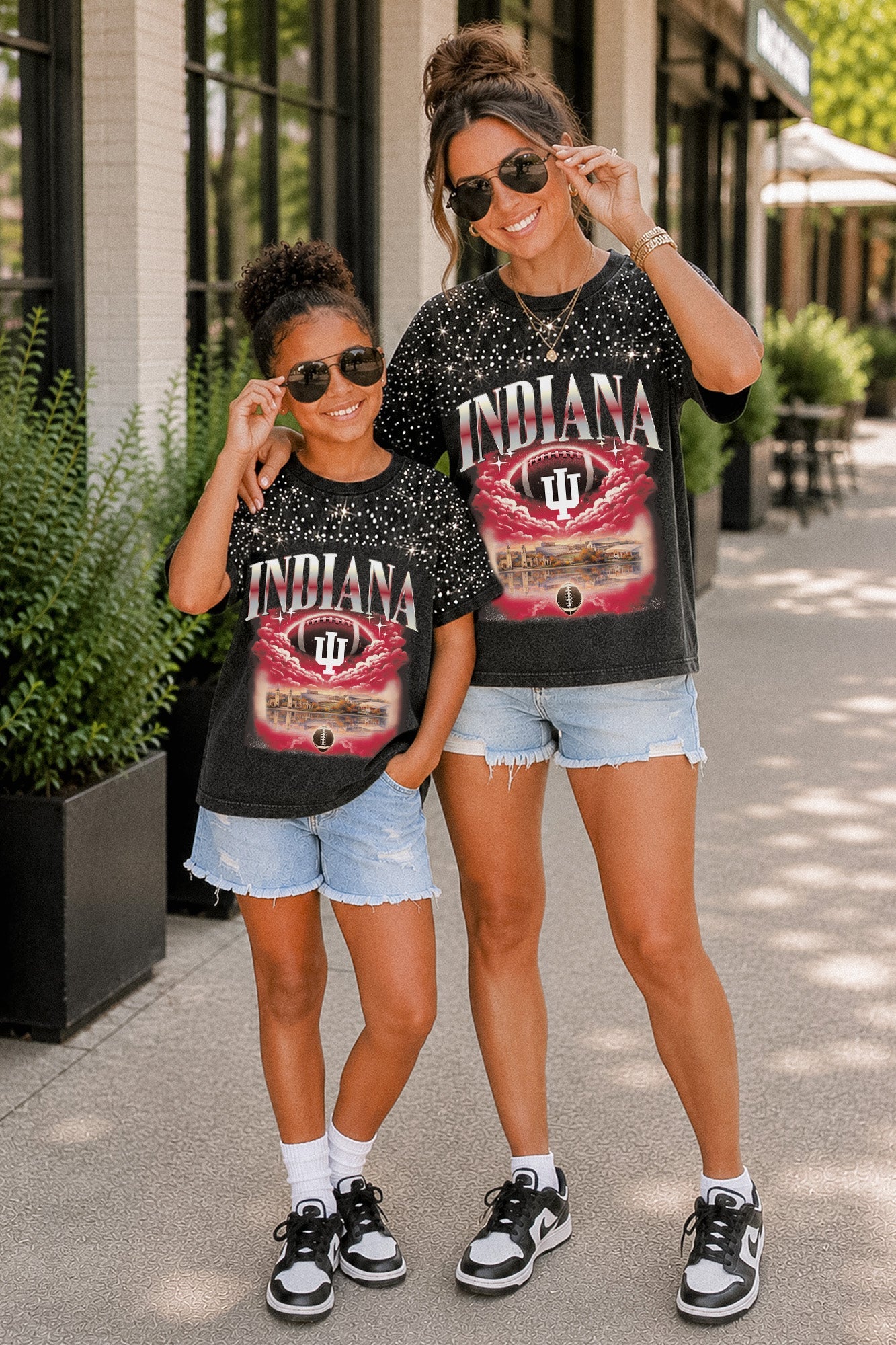 INDIANA HOOSIERS SKY'S THE LIMIT KIDS VINTAGE WASH RHINESTONE TEE