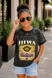 IOWA HAWKEYES SKY'S THE LIMIT KIDS VINTAGE WASH RHINESTONE TEE
