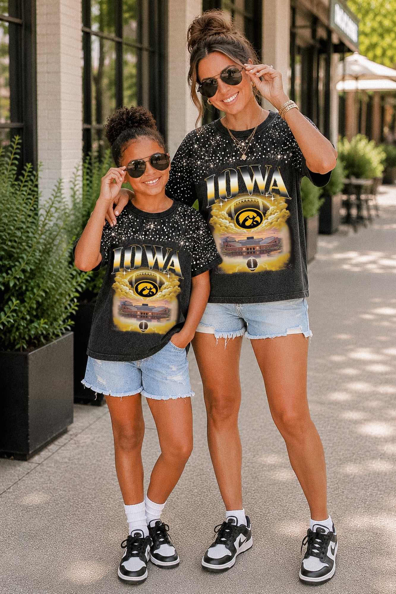 IOWA HAWKEYES SKY'S THE LIMIT KIDS VINTAGE WASH RHINESTONE TEE