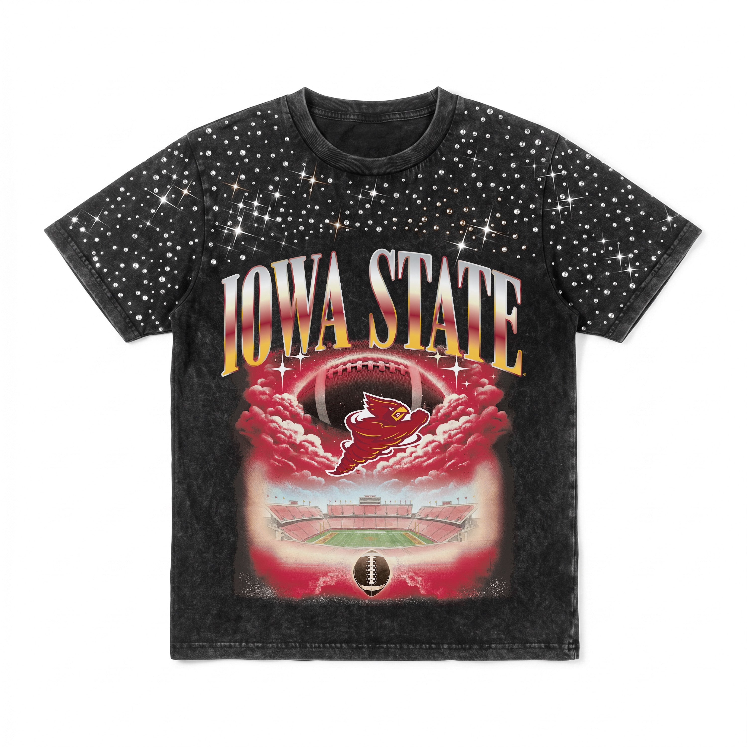 IOWA STATE CYCLONES SKY'S THE LIMIT KIDS VINTAGE WASH RHINESTONE TEE