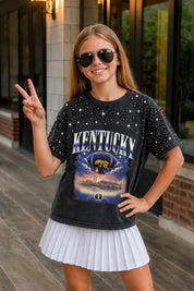 KENTUCKY WILDCATS SKY'S THE LIMIT KIDS VINTAGE WASH RHINESTONE TEE