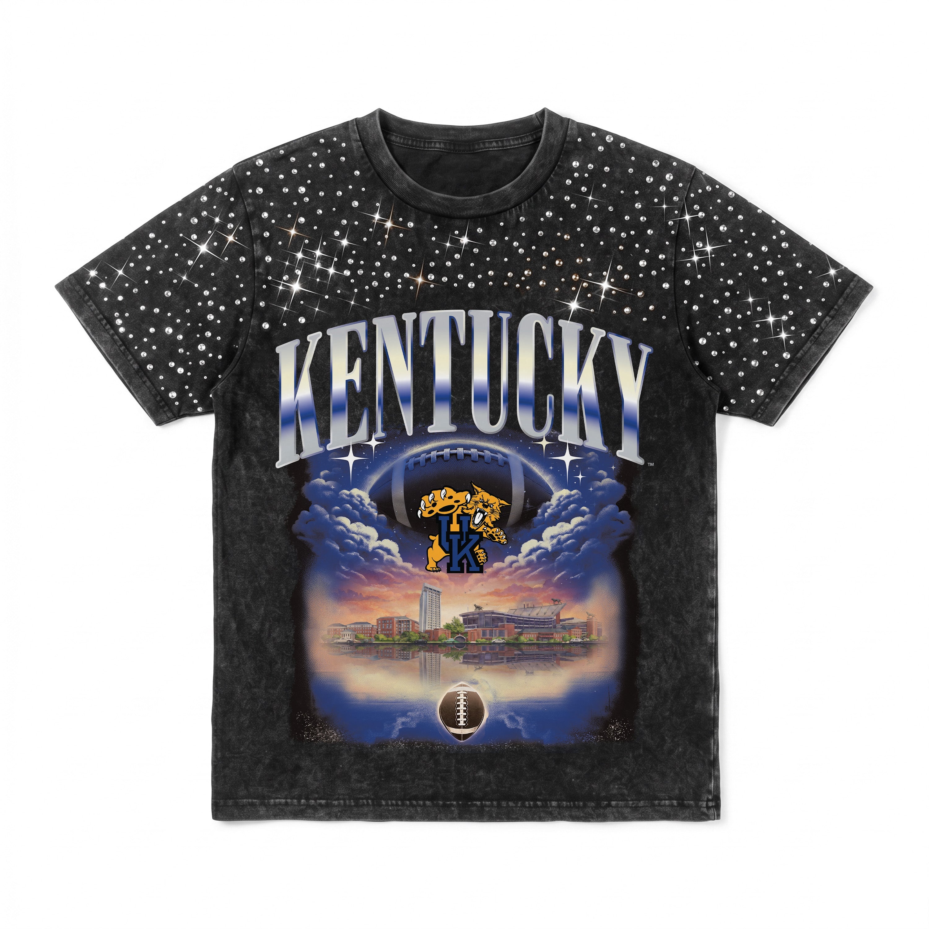 KENTUCKY WILDCATS SKY'S THE LIMIT KIDS VINTAGE WASH RHINESTONE TEE
