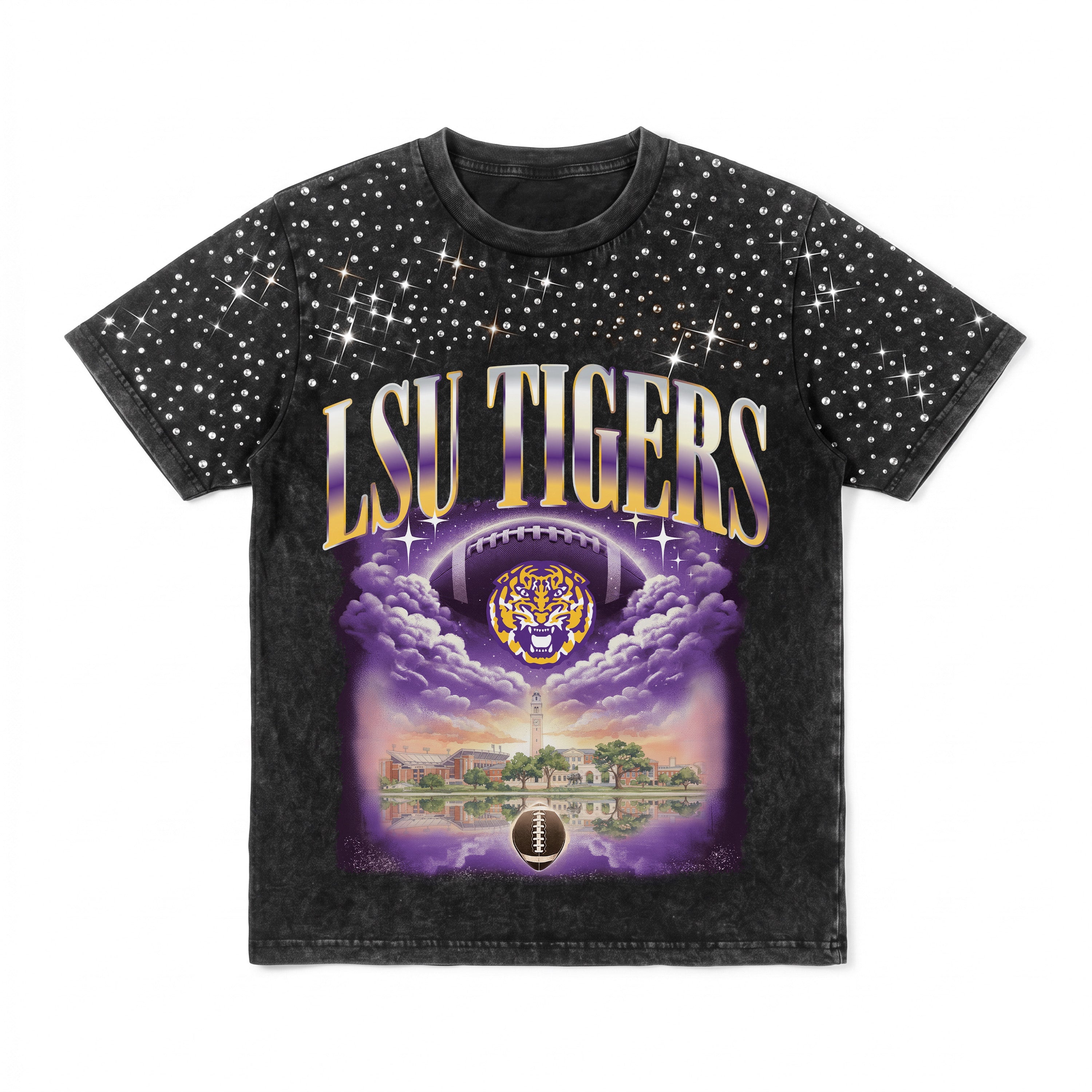 LSU TIGERS SKY'S THE LIMIT KIDS VINTAGE WASH RHINESTONE TEE