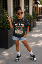 MIAMI HURRICANES SKY'S THE LIMIT KIDS VINTAGE WASH RHINESTONE TEE