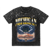 MICHIGAN WOLVERINES SKY'S THE LIMIT KIDS VINTAGE WASH RHINESTONE TEE