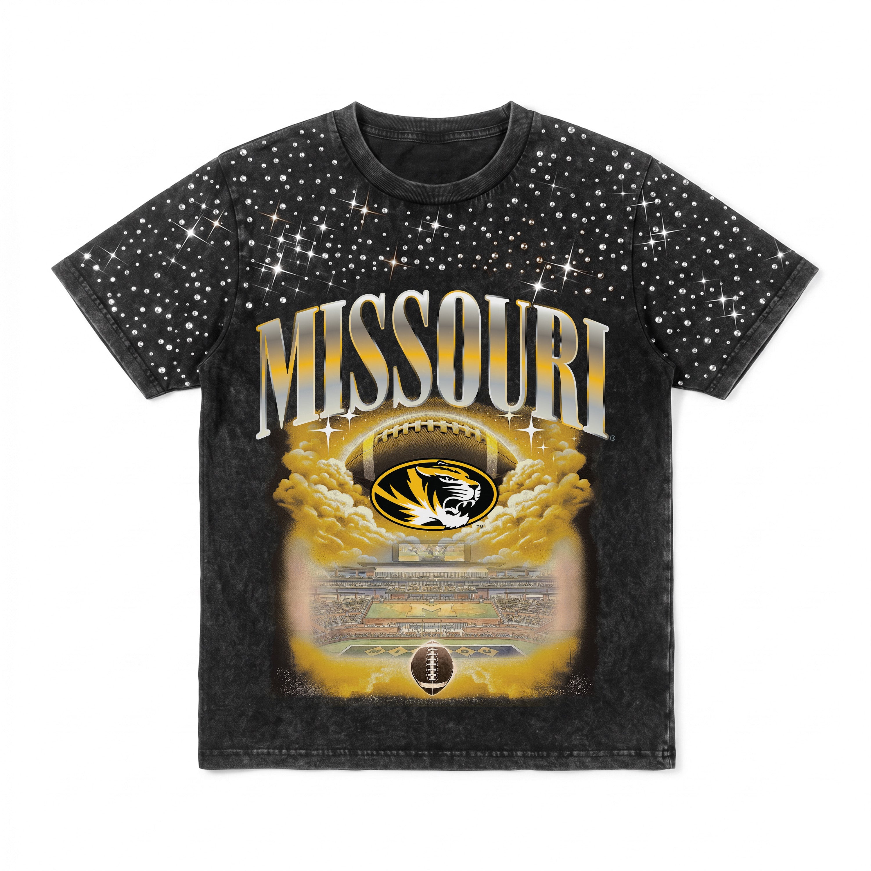 MISSOURI TIGERS SKY'S THE LIMIT KIDS VINTAGE WASH RHINESTONE TEE
