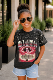 OKLAHOMA SOONERS SKY'S THE LIMIT KIDS VINTAGE WASH RHINESTONE TEE