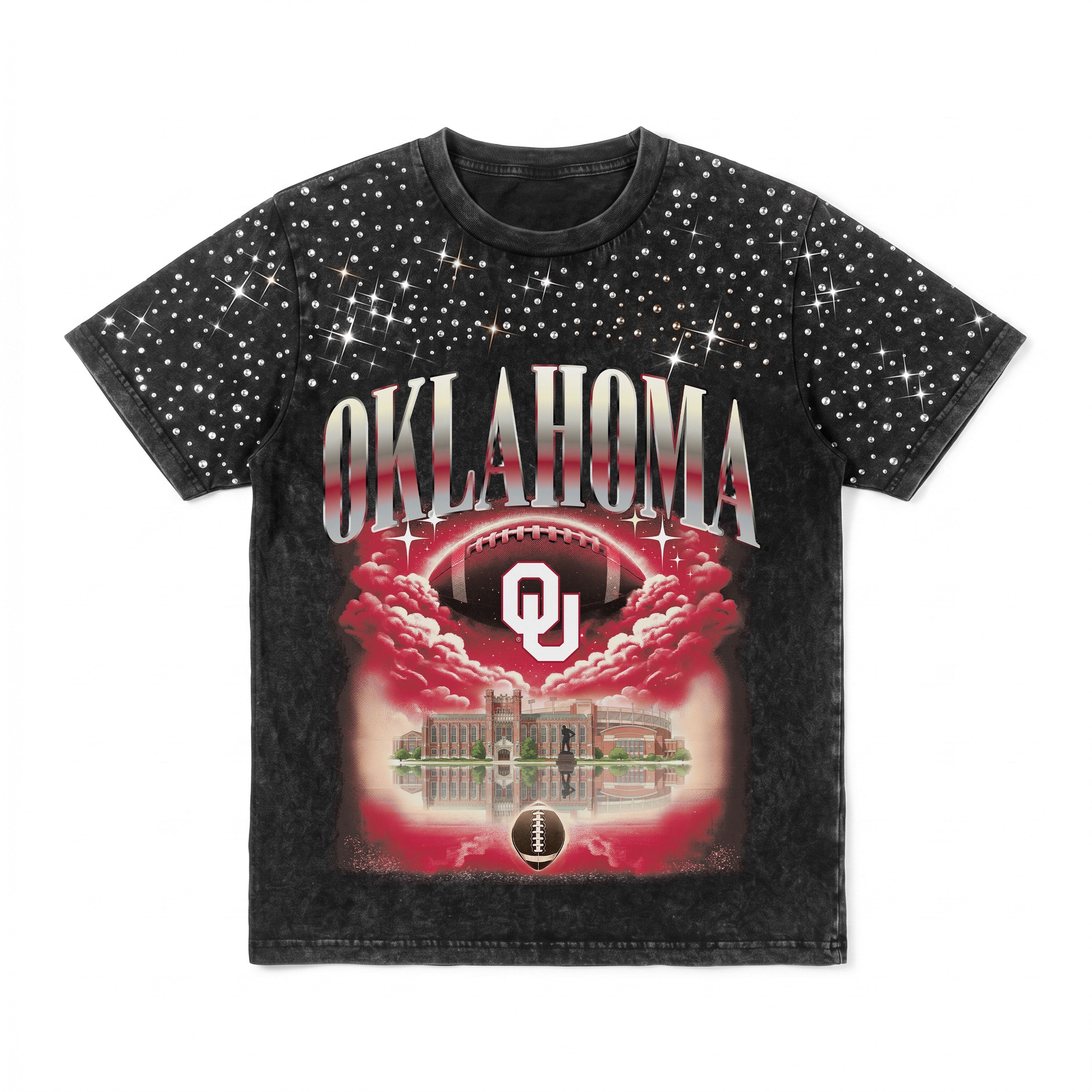OKLAHOMA SOONERS SKY'S THE LIMIT KIDS VINTAGE WASH RHINESTONE TEE