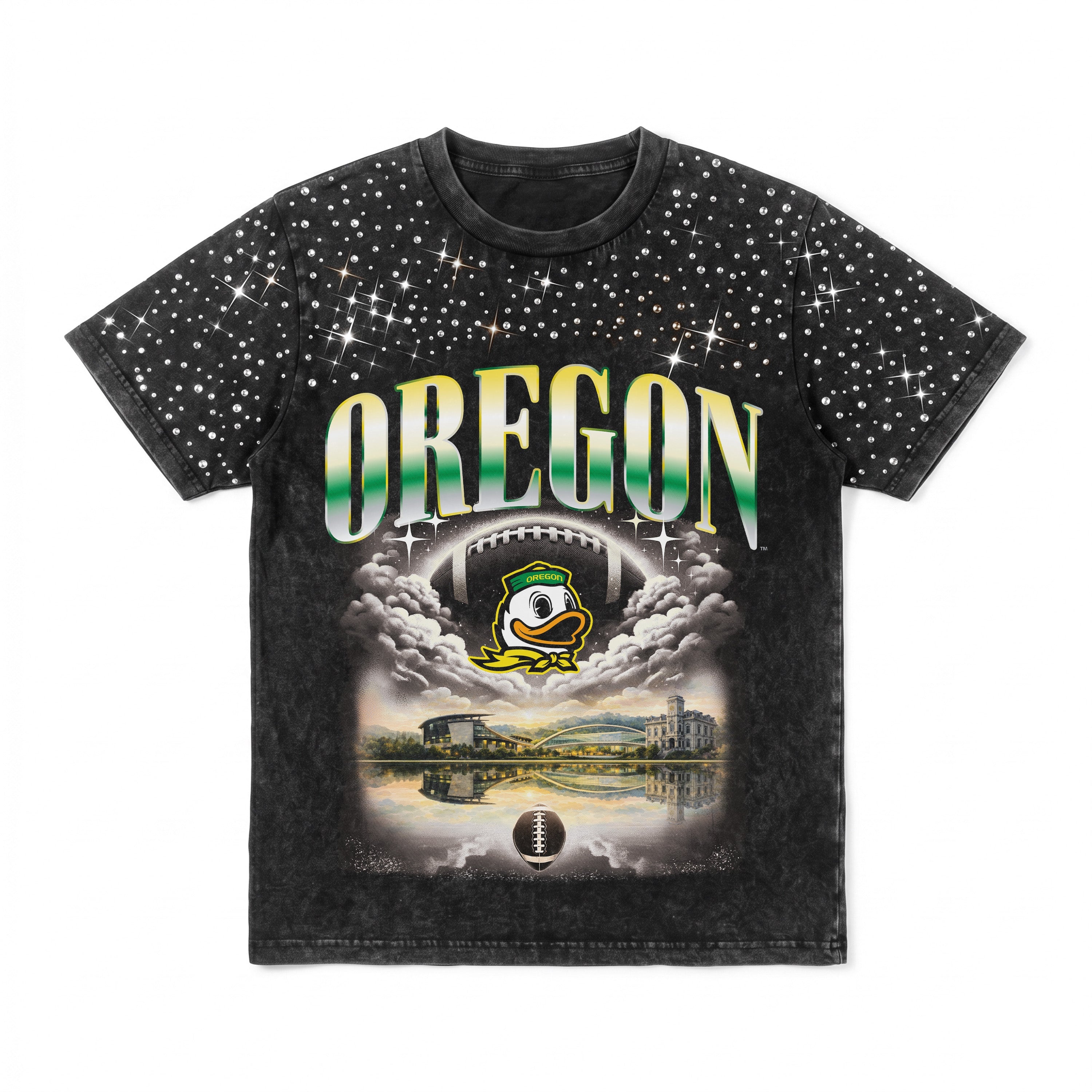 OREGON DUCKS SKY'S THE LIMIT KIDS VINTAGE WASH RHINESTONE TEE