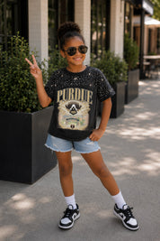 PURDUE BOILERMAKERS SKY'S THE LIMIT KIDS VINTAGE WASH RHINESTONE TEE