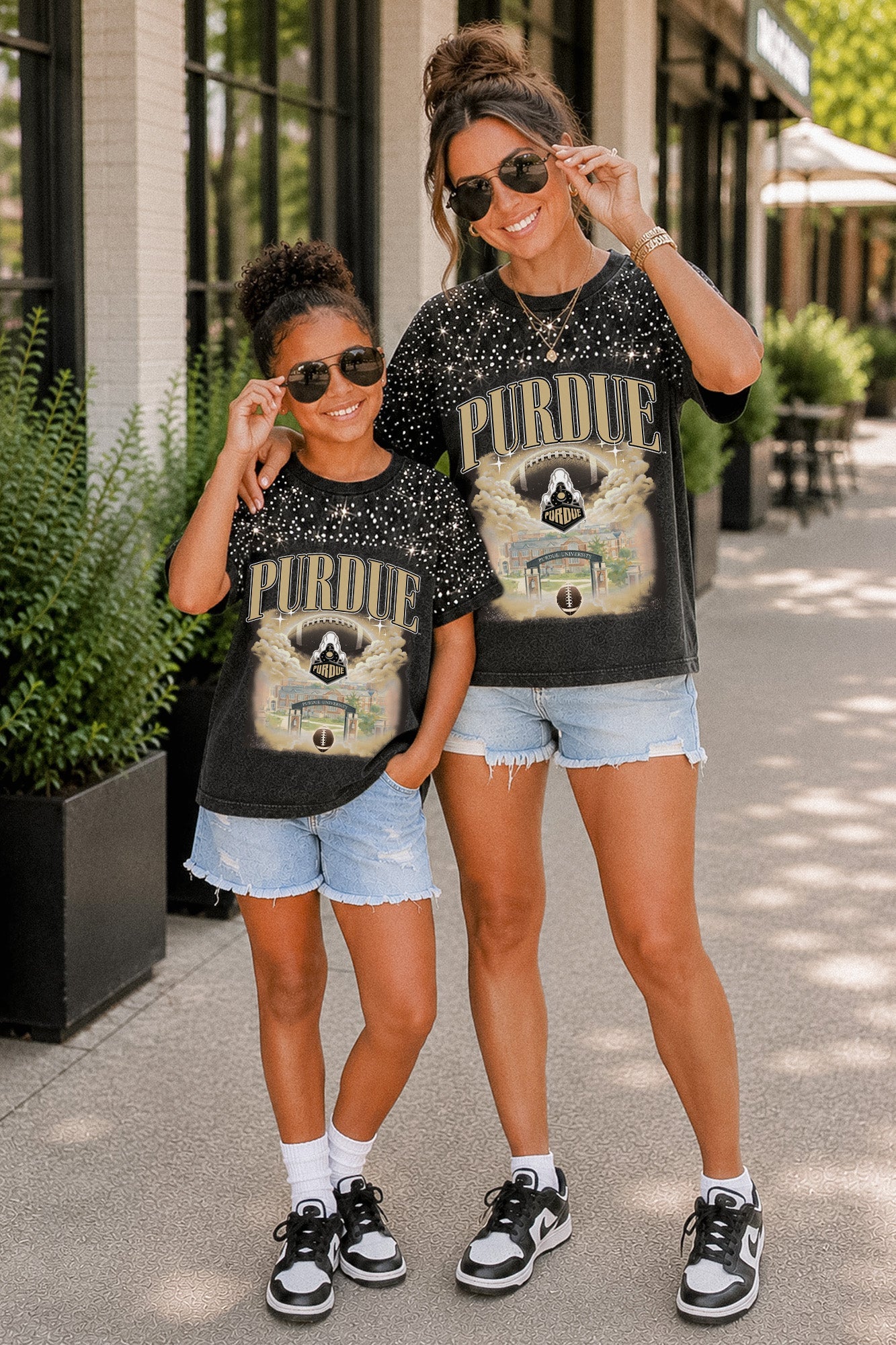 PURDUE BOILERMAKERS SKY'S THE LIMIT KIDS VINTAGE WASH RHINESTONE TEE
