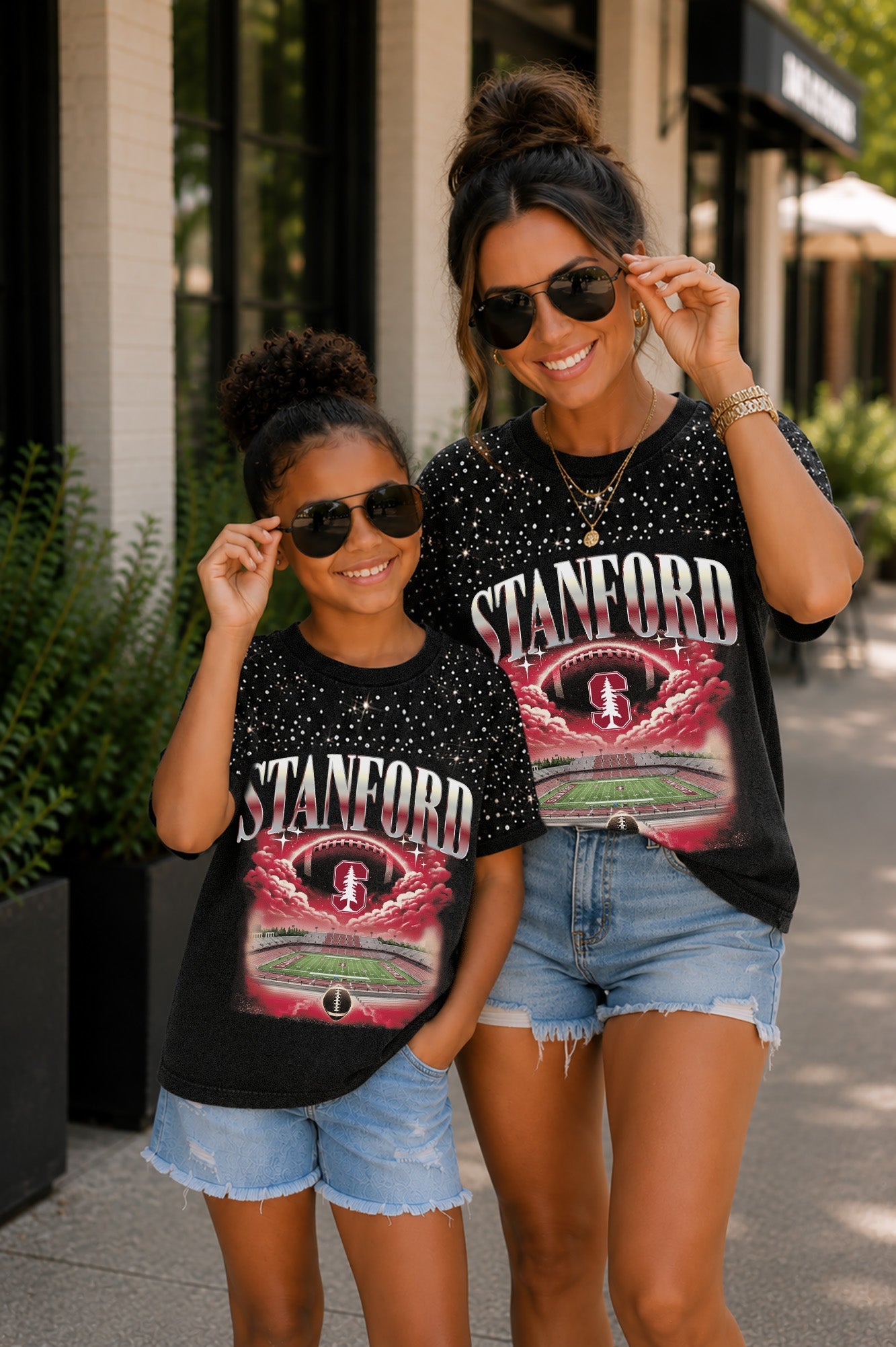 STANFORD CARDINAL SKY'S THE LIMIT KIDS VINTAGE WASH RHINESTONE TEE