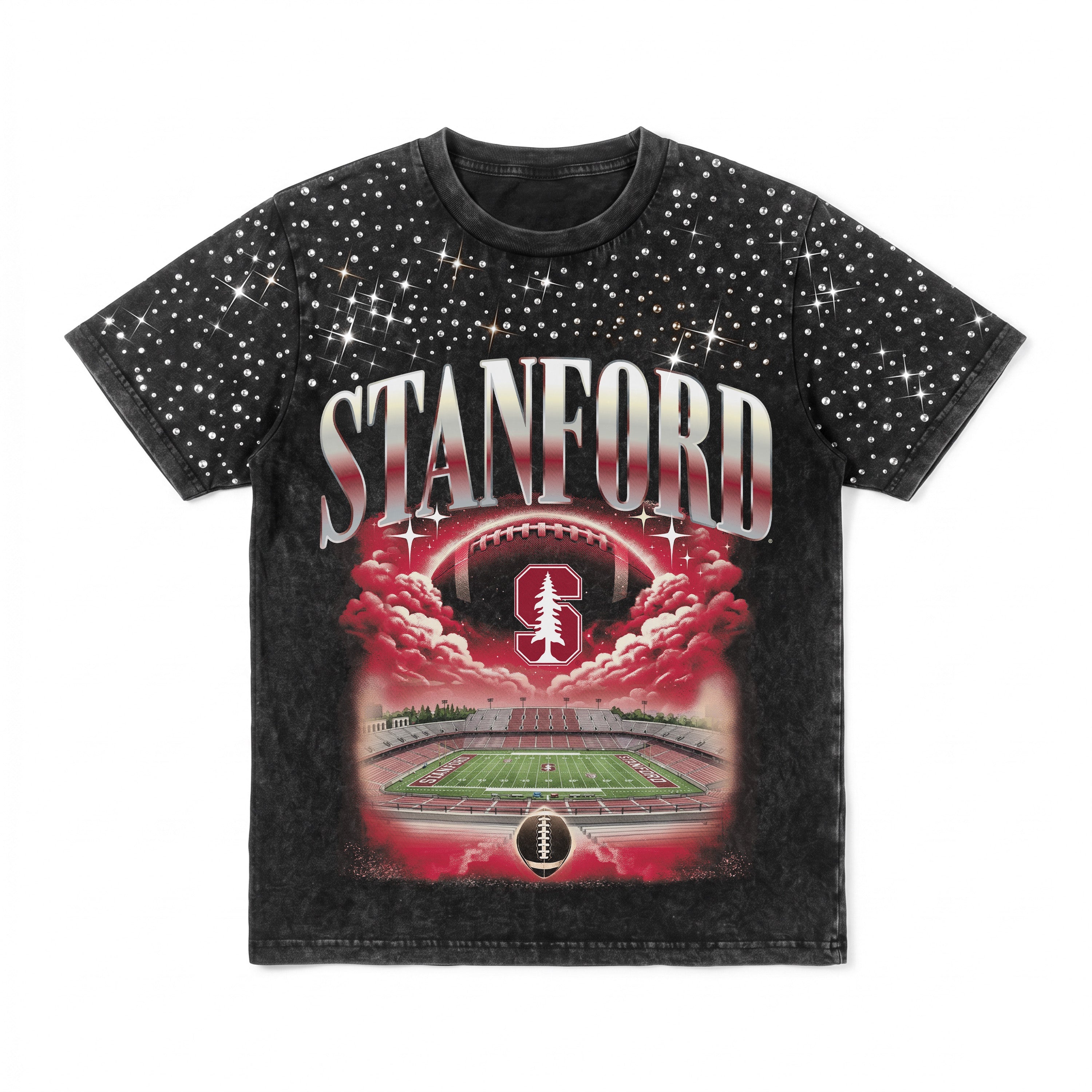 STANFORD CARDINAL SKY'S THE LIMIT KIDS VINTAGE WASH RHINESTONE TEE