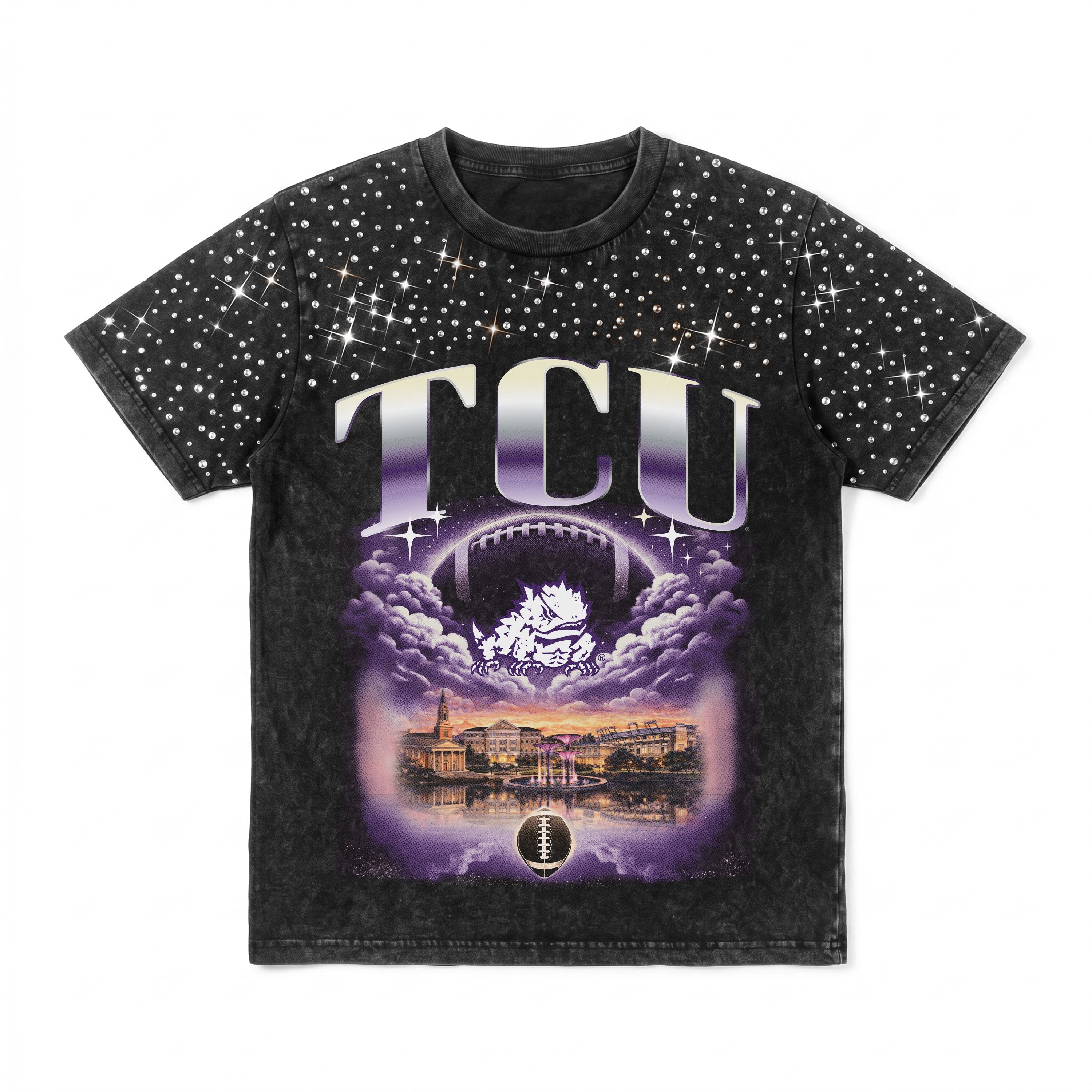 TCU HORNED FROGS SKY'S THE LIMIT KIDS VINTAGE WASH RHINESTONE TEE