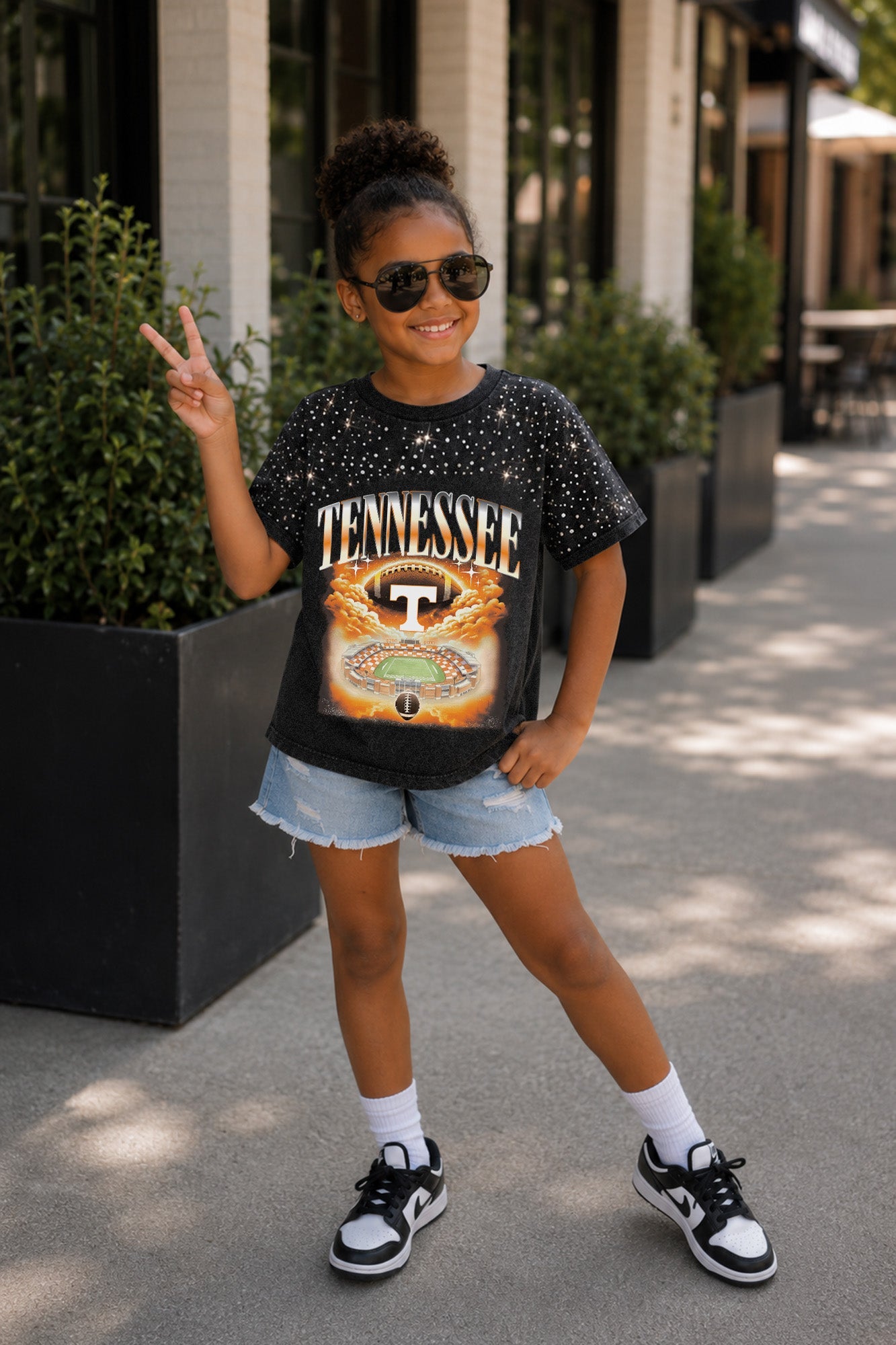 TENNESSEE VOLUNTEERS SKY'S THE LIMIT KIDS VINTAGE WASH RHINESTONE TEE
