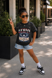 UCONN HUSKIES SKY'S THE LIMIT KIDS VINTAGE WASH RHINESTONE TEE