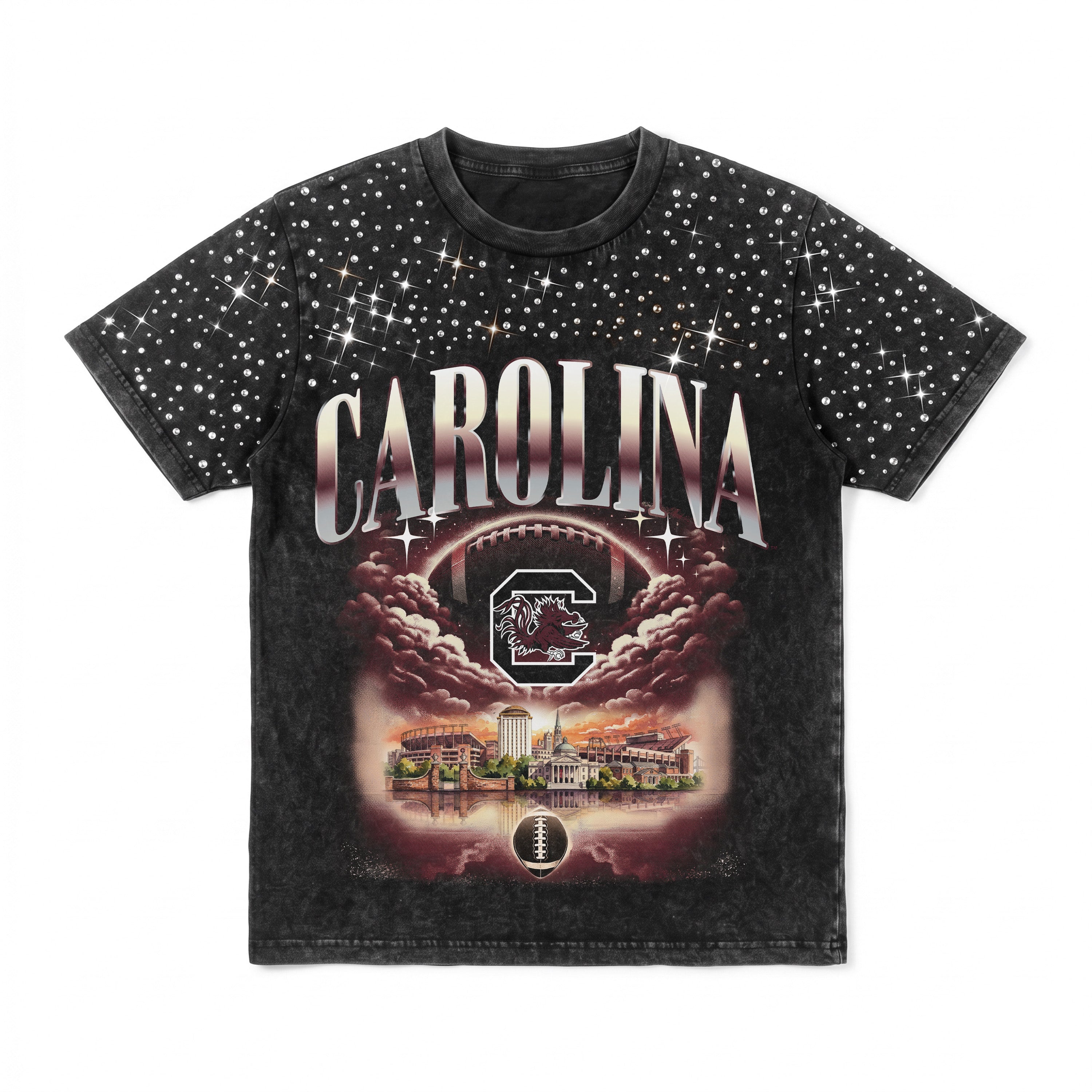 SOUTH CAROLINA GAMECOCKS SKY'S THE LIMIT KIDS VINTAGE WASH RHINESTONE TEE