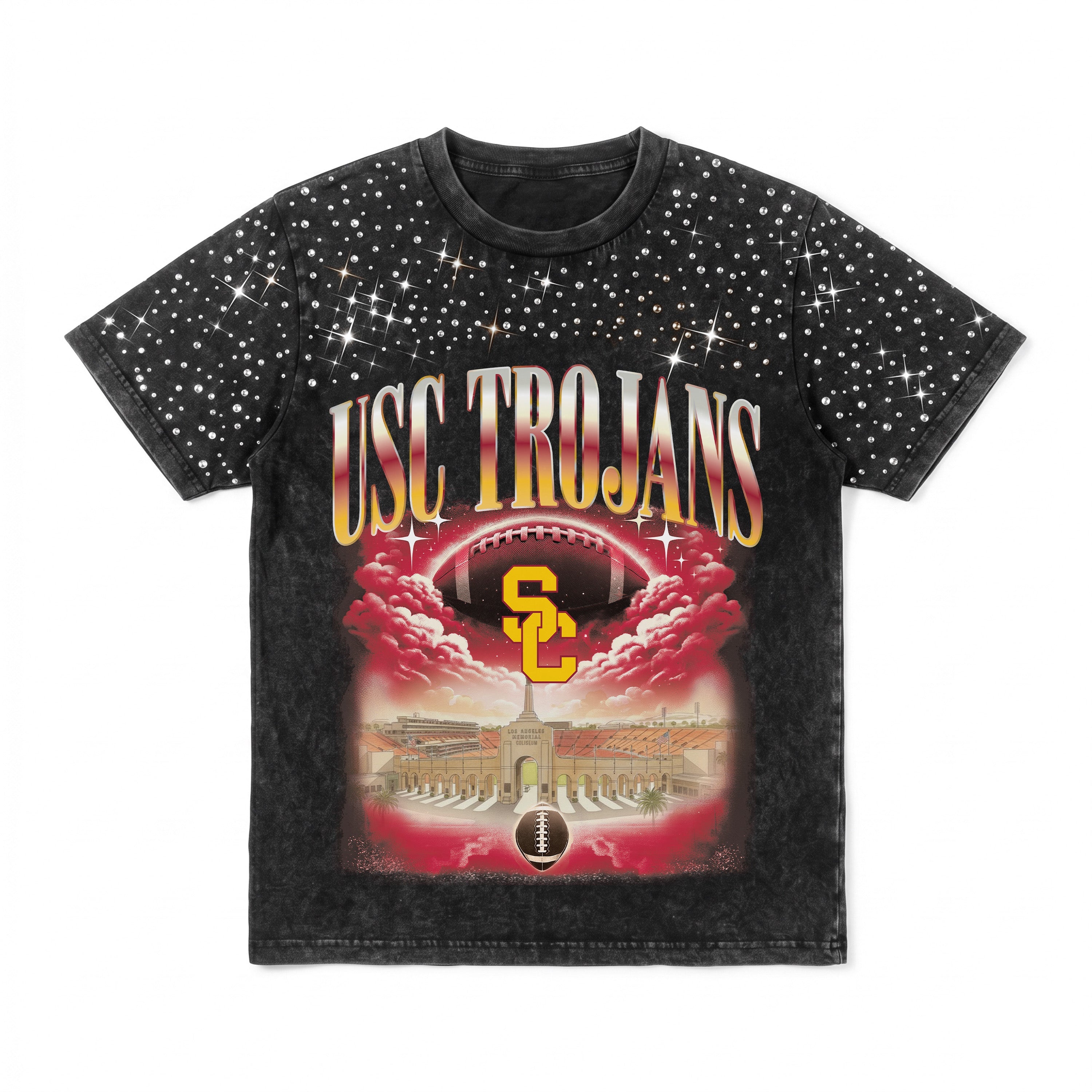 USC TROJANS SKY'S THE LIMIT KIDS VINTAGE WASH RHINESTONE TEE