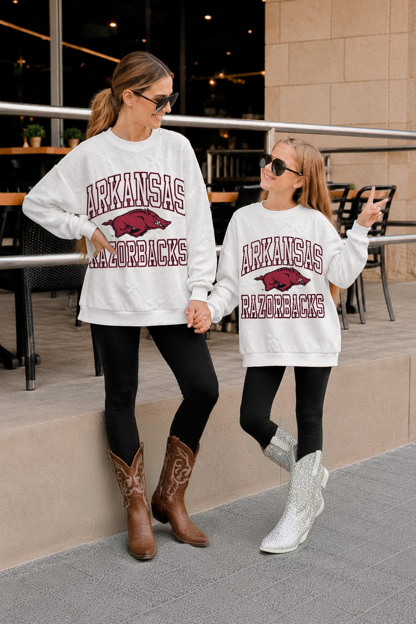 ARKANSAS RAZORBACKS BIG PLAY ENERGY KIDS EMBOSSED STAR CREWNECK