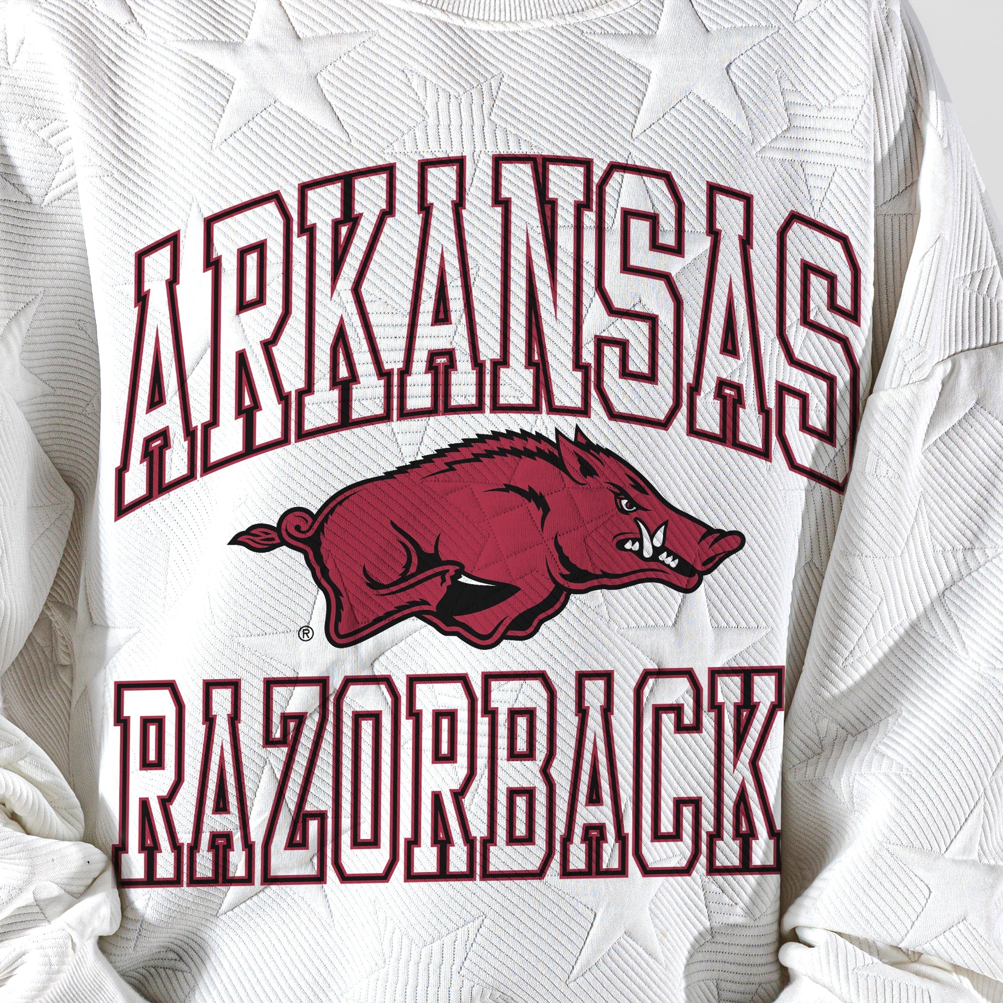 ARKANSAS RAZORBACKS BIG PLAY ENERGY KIDS EMBOSSED STAR CREWNECK