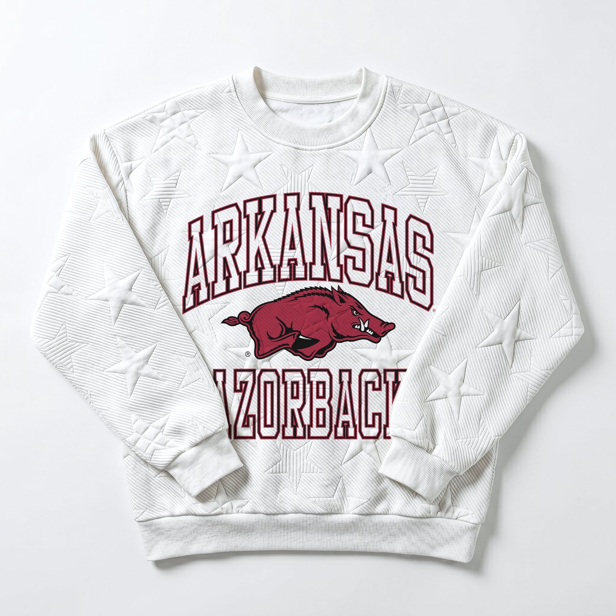 ARKANSAS RAZORBACKS BIG PLAY ENERGY KIDS EMBOSSED STAR CREWNECK