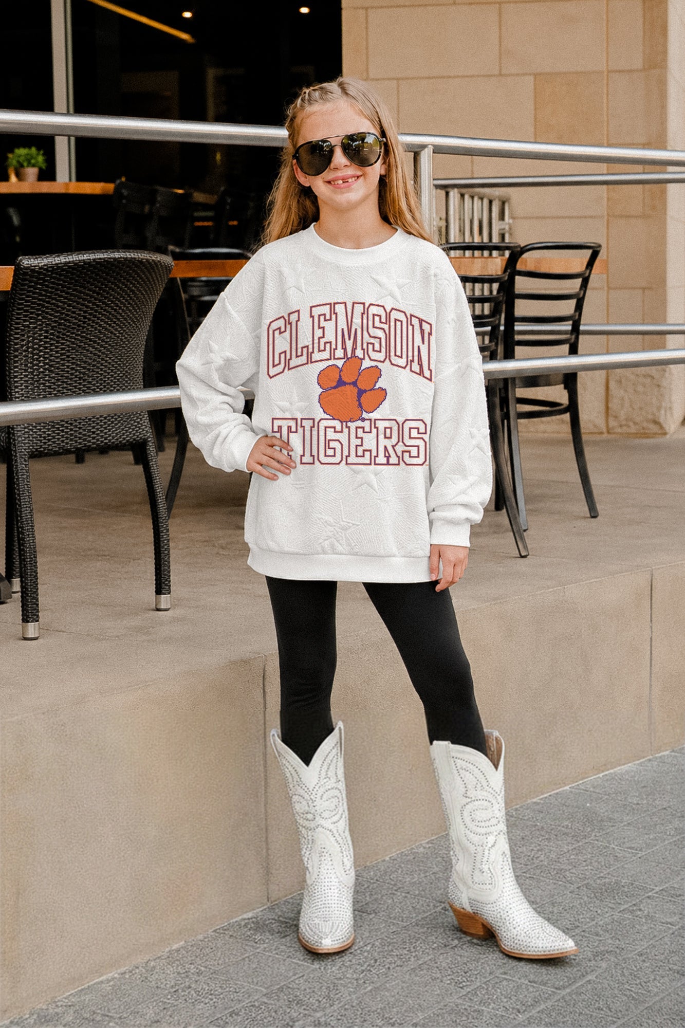 CLEMSON TIGERS BIG PLAY ENERGY KIDS EMBOSSED STAR CREWNECK