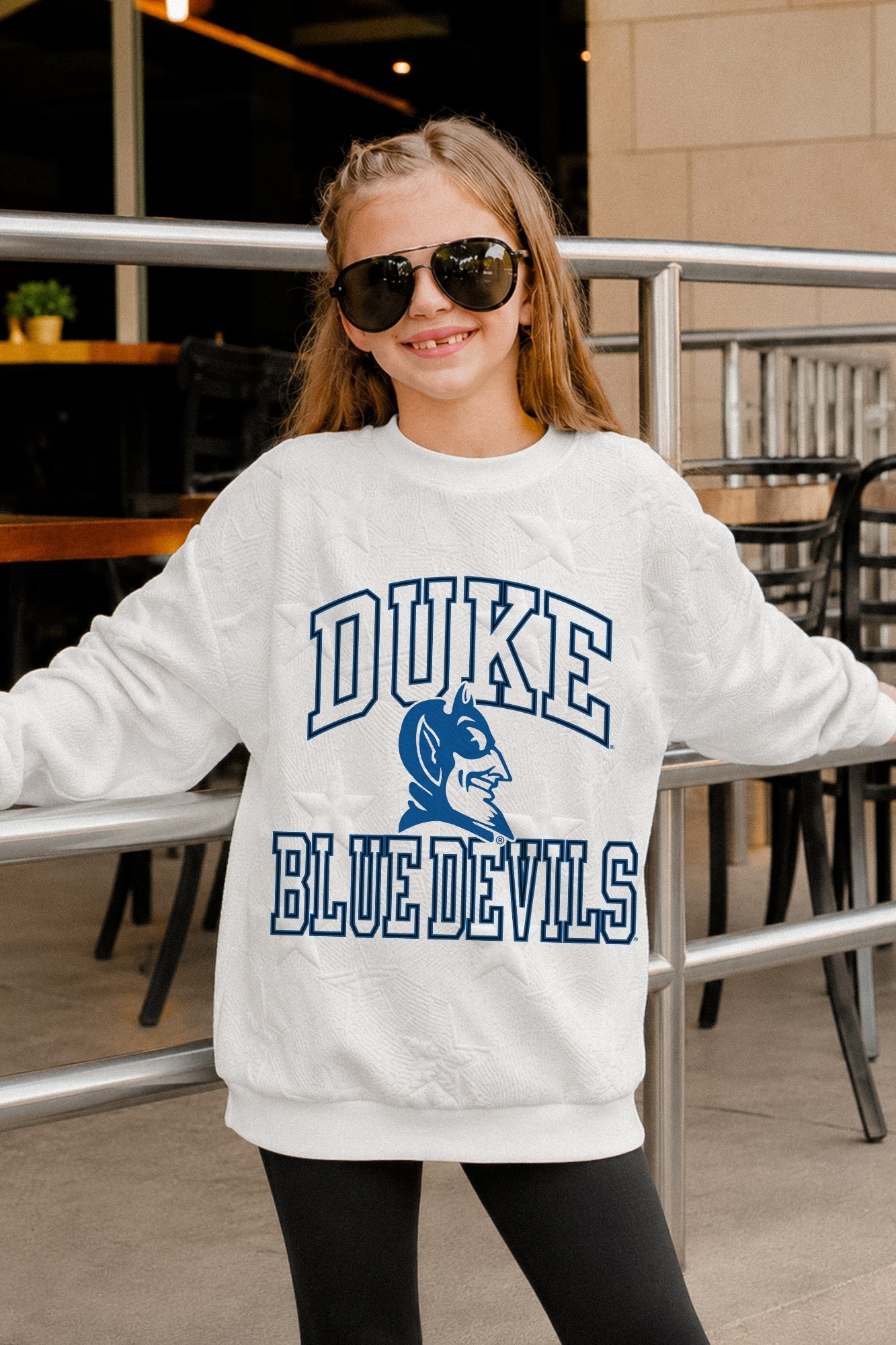 DUKE BLUE DEVILS BIG PLAY ENERGY KIDS EMBOSSED STAR CREWNECK