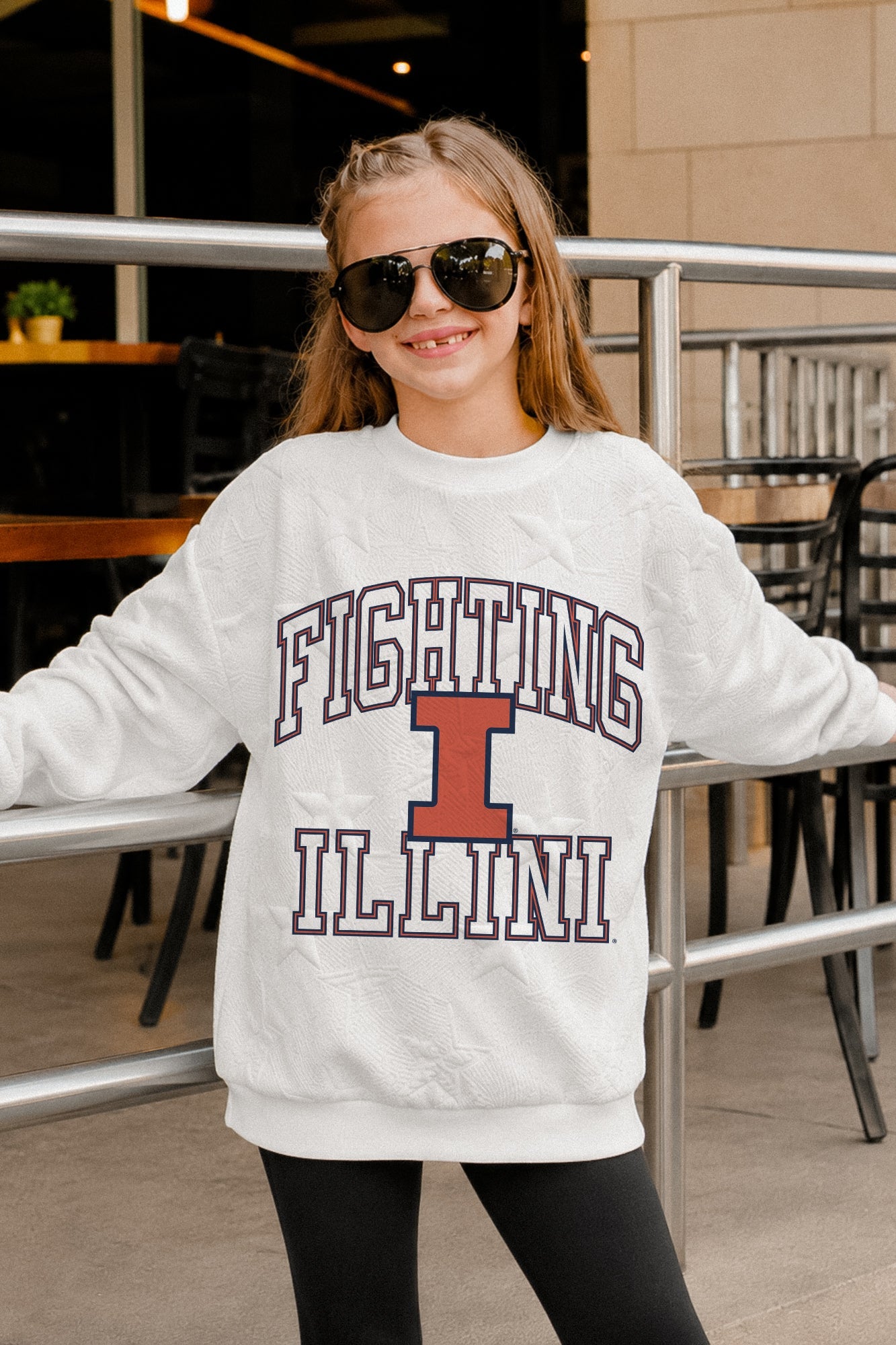 ILLINOIS FIGHTING ILLINI BIG PLAY ENERGY KIDS EMBOSSED STAR CREWNECK