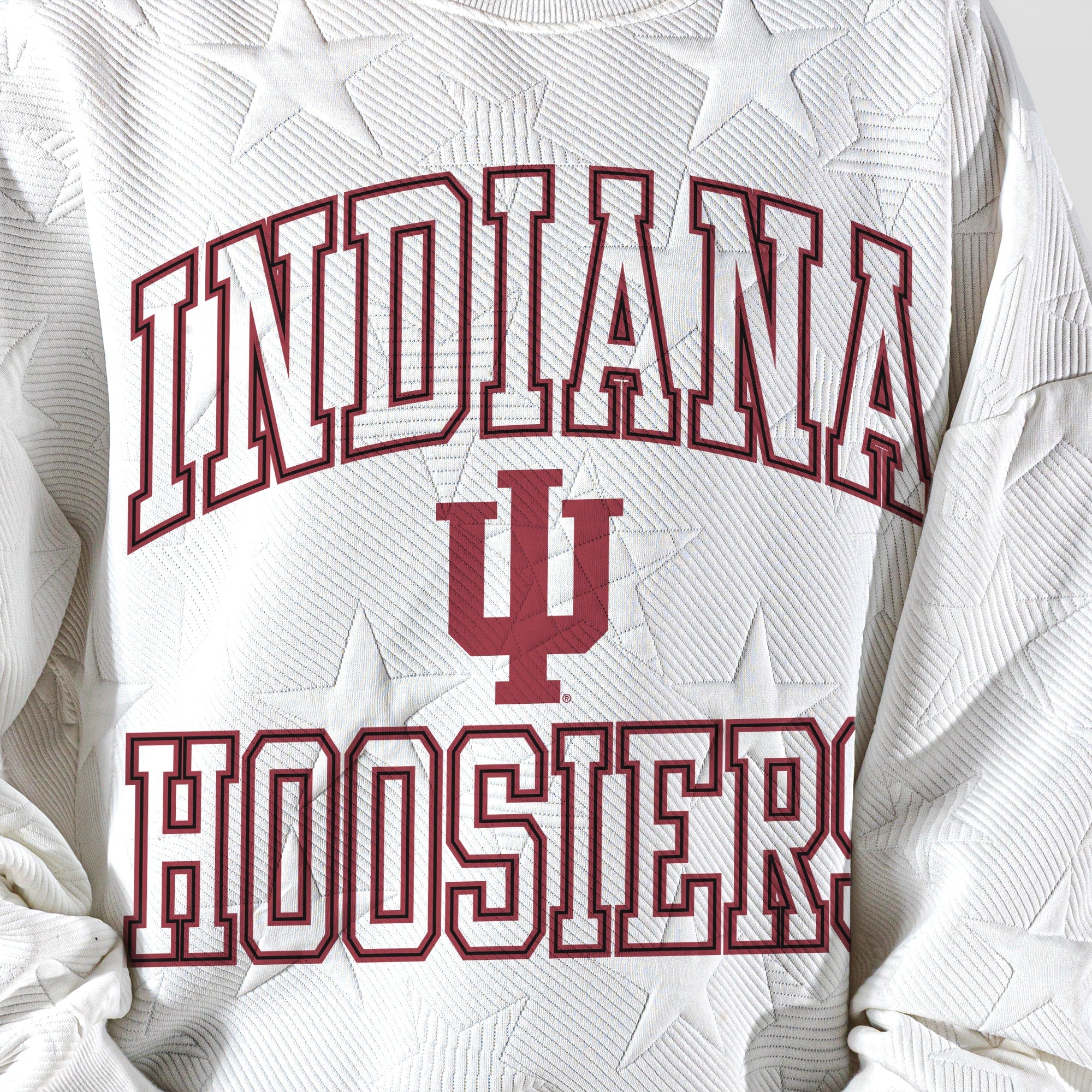 INDIANA HOOSIERS BIG PLAY ENERGY KIDS EMBOSSED STAR CREWNECK