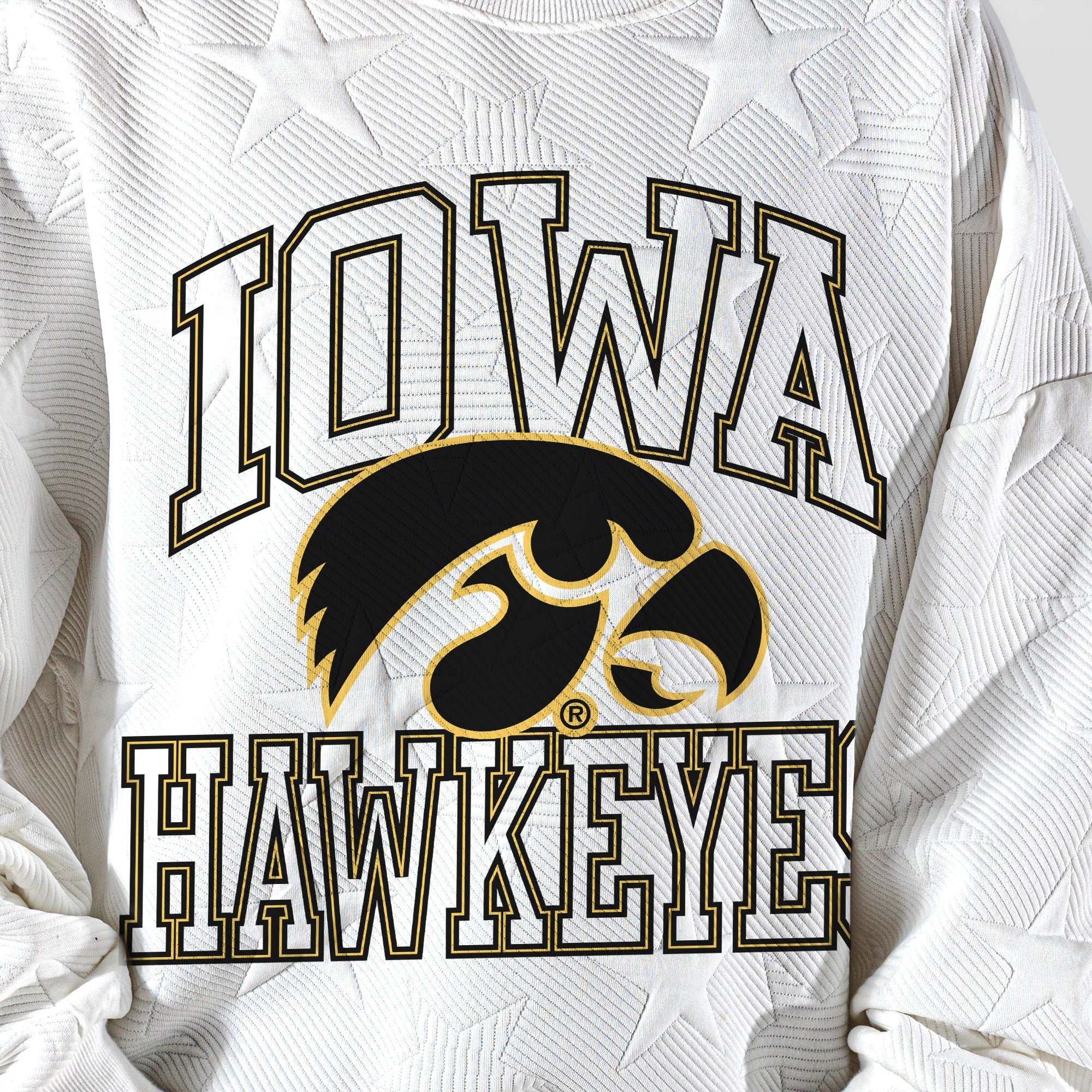 IOWA HAWKEYES BIG PLAY ENERGY KIDS EMBOSSED STAR CREWNECK