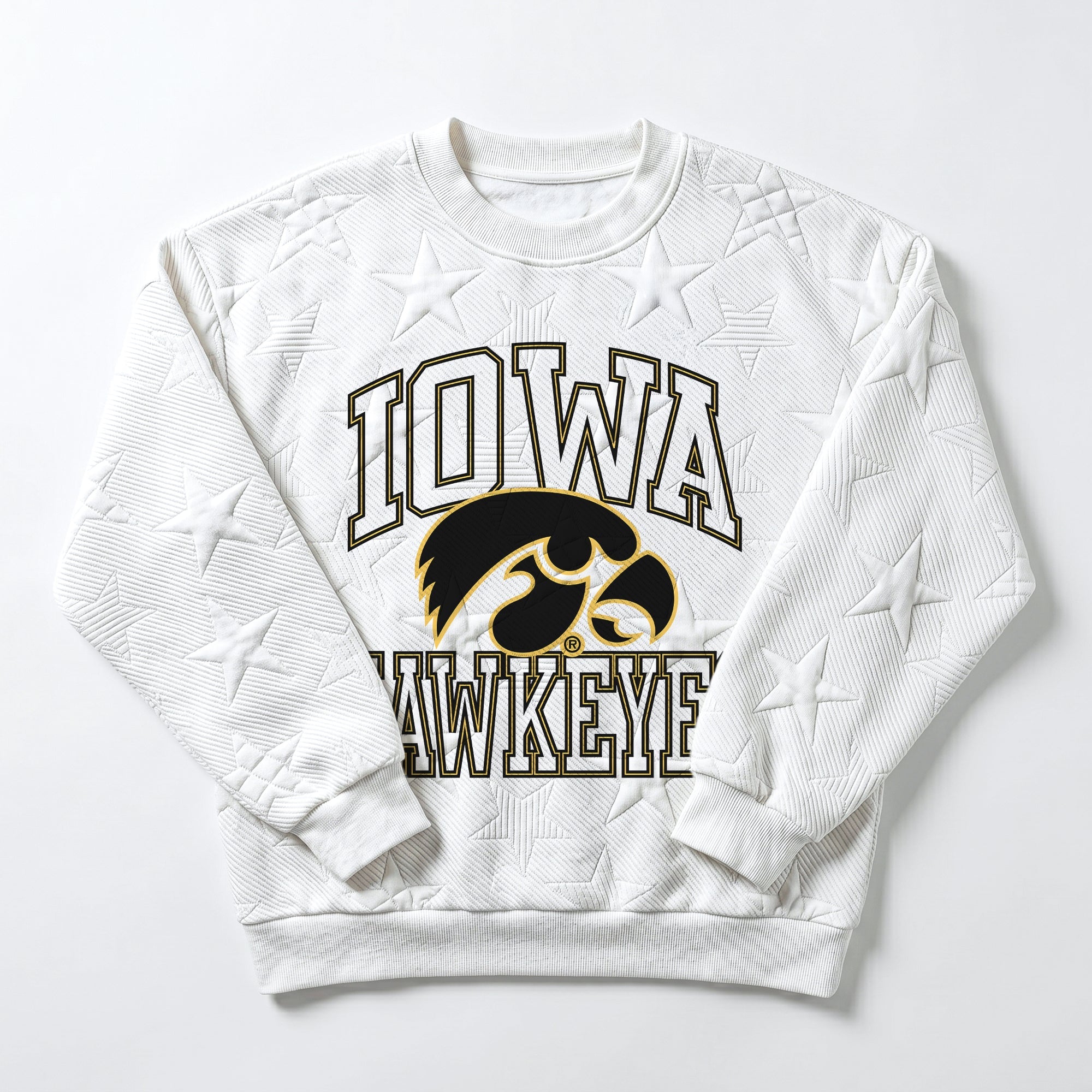IOWA HAWKEYES BIG PLAY ENERGY KIDS EMBOSSED STAR CREWNECK