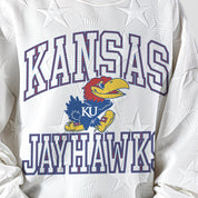 KANSAS JAYHAWKS BIG PLAY ENERGY KIDS EMBOSSED STAR CREWNECK