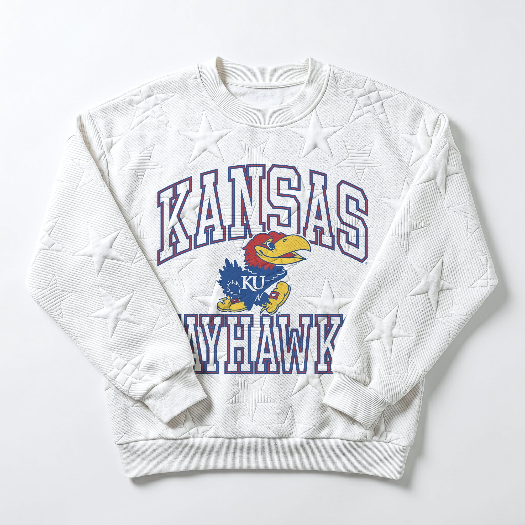 KANSAS JAYHAWKS BIG PLAY ENERGY KIDS EMBOSSED STAR CREWNECK