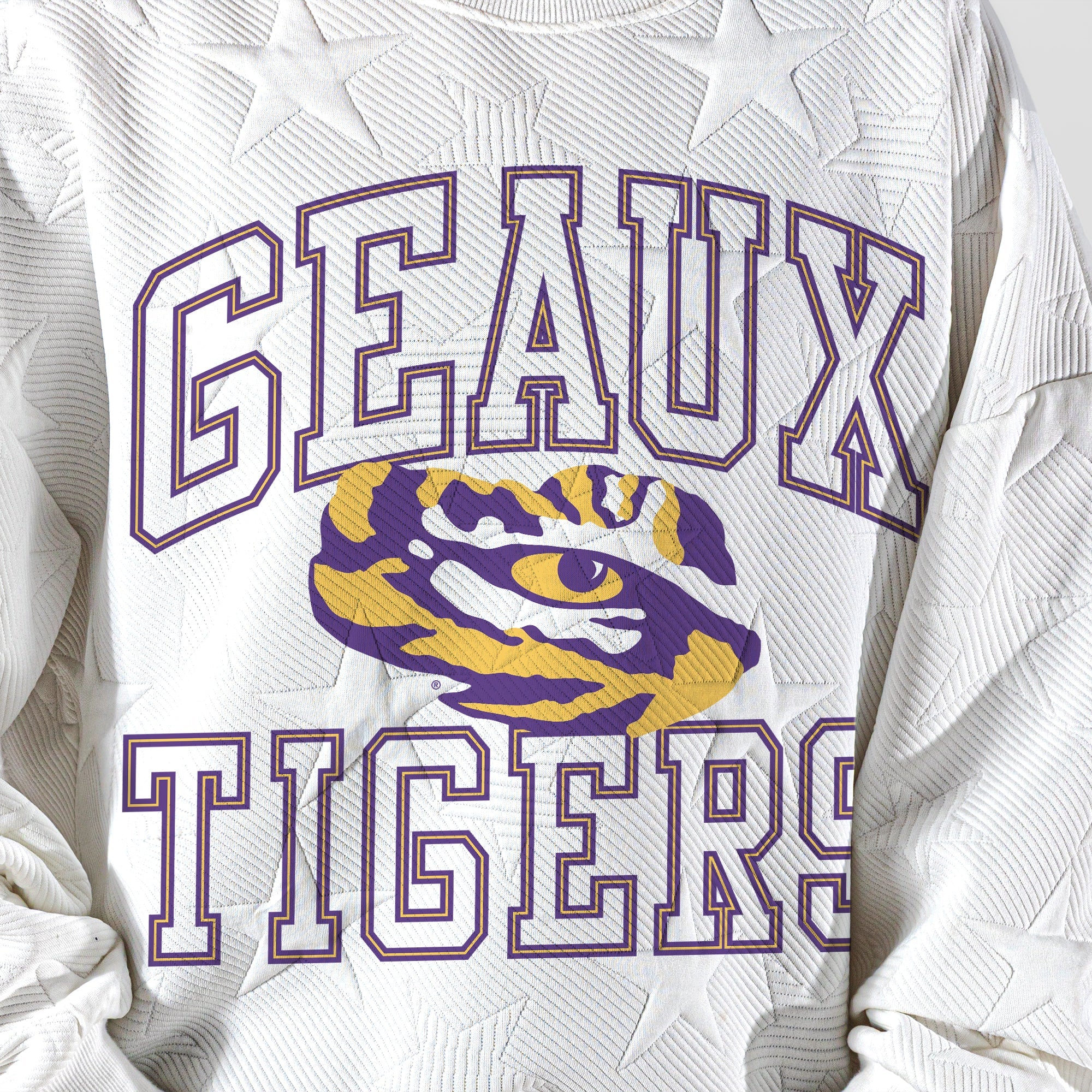 LSU TIGERS BIG PLAY ENERGY KIDS EMBOSSED STAR CREWNECK