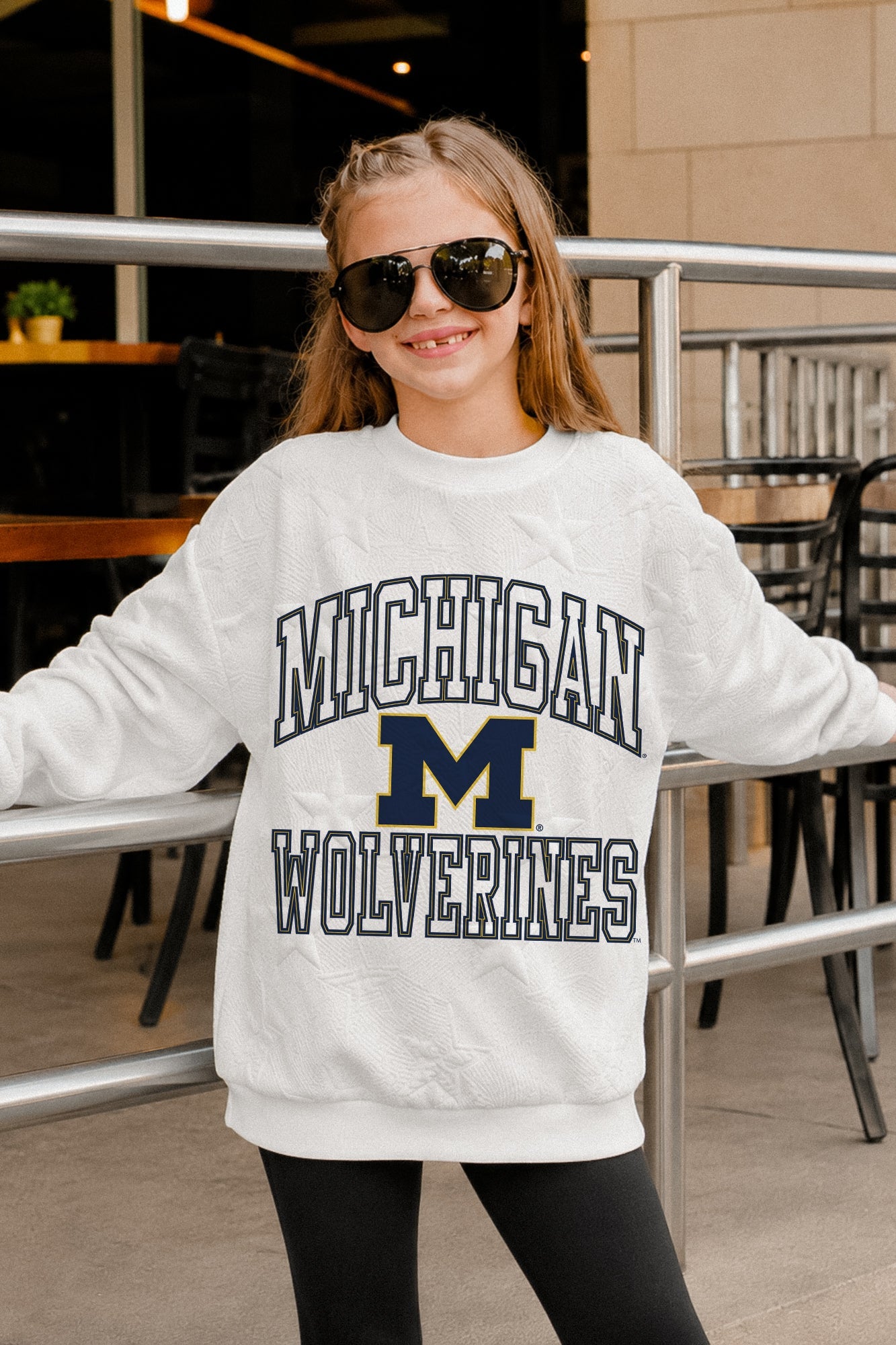 MICHIGAN WOLVERINES BIG PLAY ENERGY KIDS EMBOSSED STAR CREWNECK