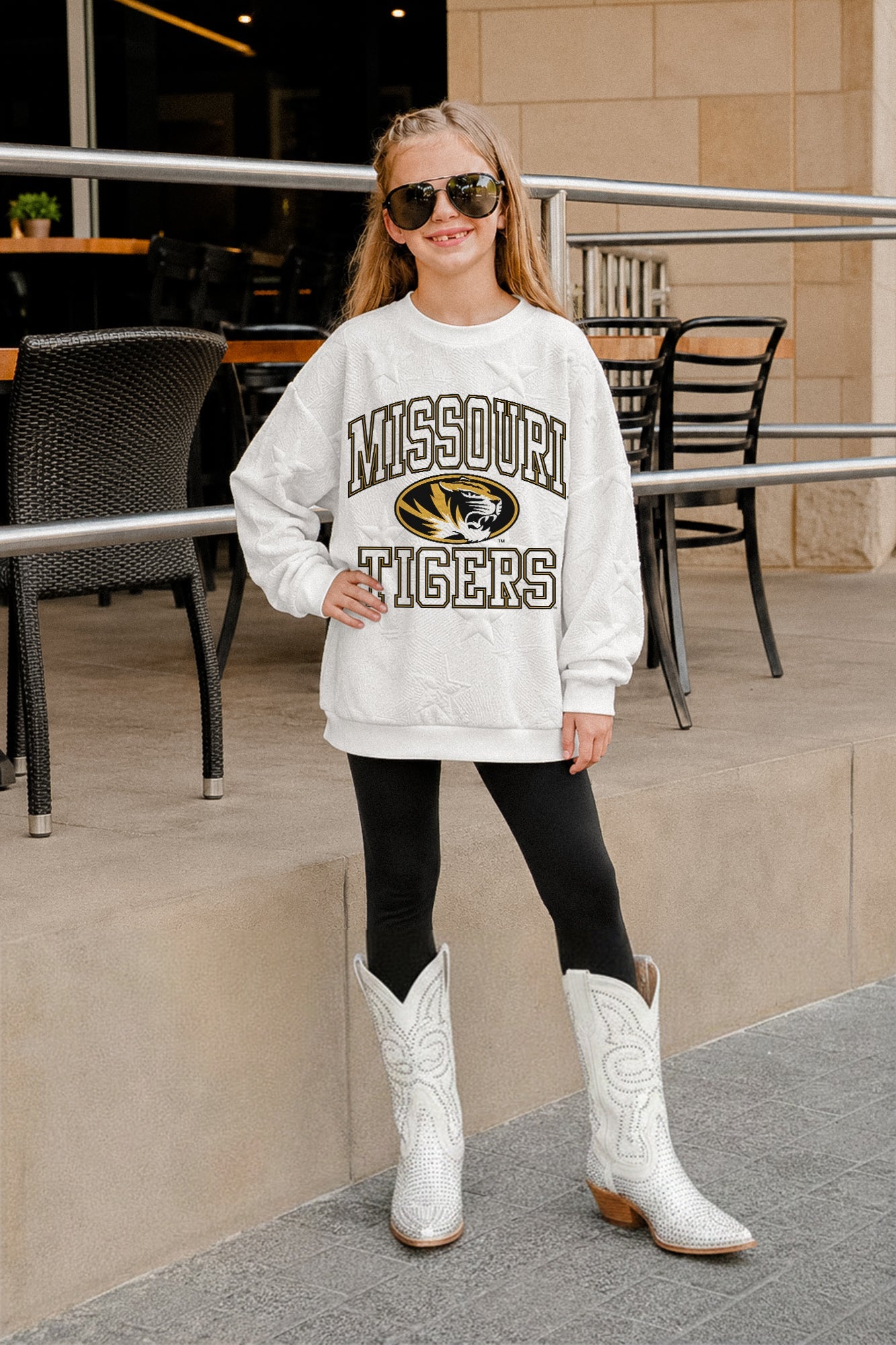 MISSOURI TIGERS BIG PLAY ENERGY KIDS EMBOSSED STAR CREWNECK