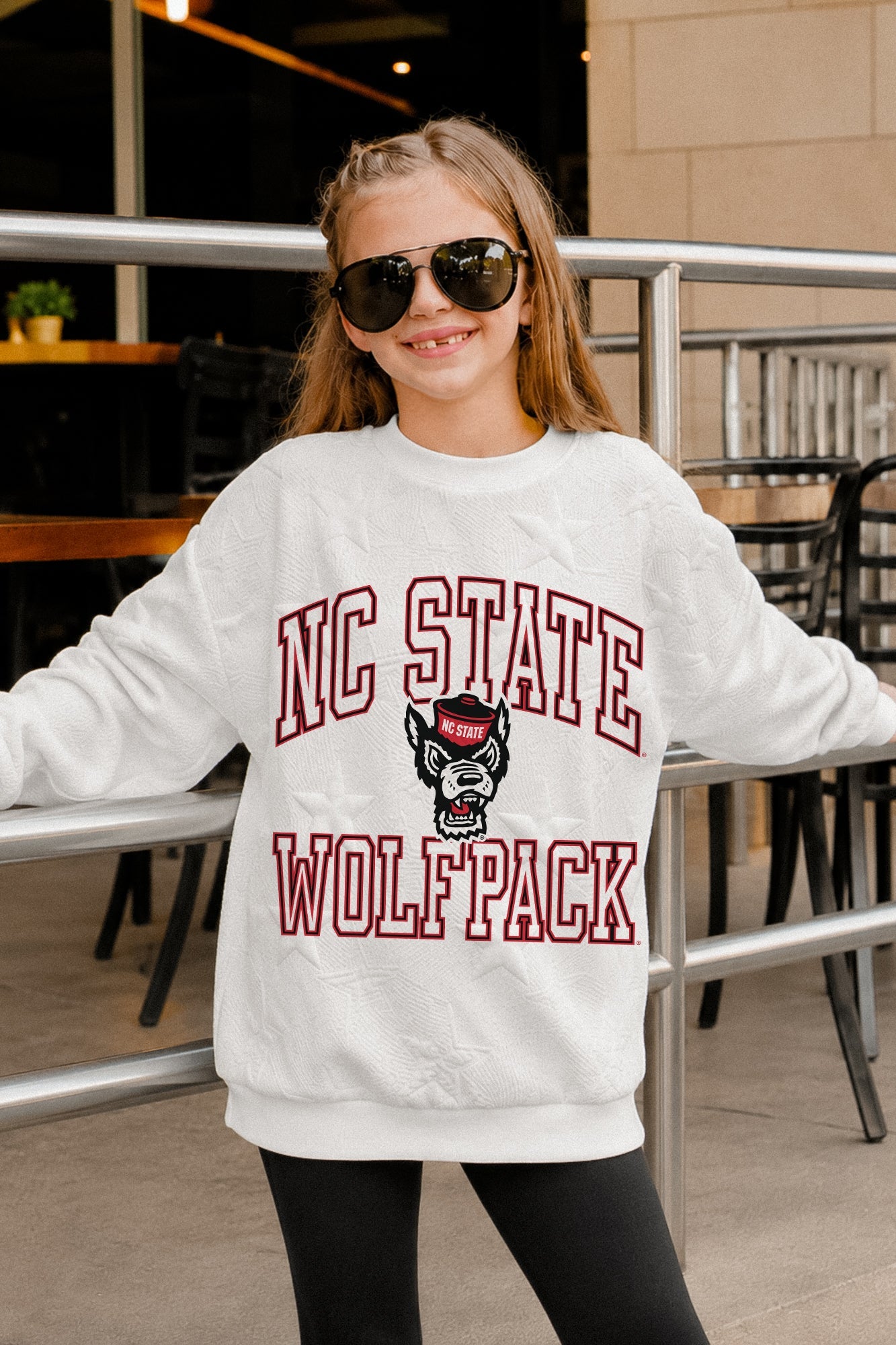 NORTH CAROLINA STATE WOLFPACK BIG PLAY ENERGY KIDS EMBOSSED STAR CREWNECK