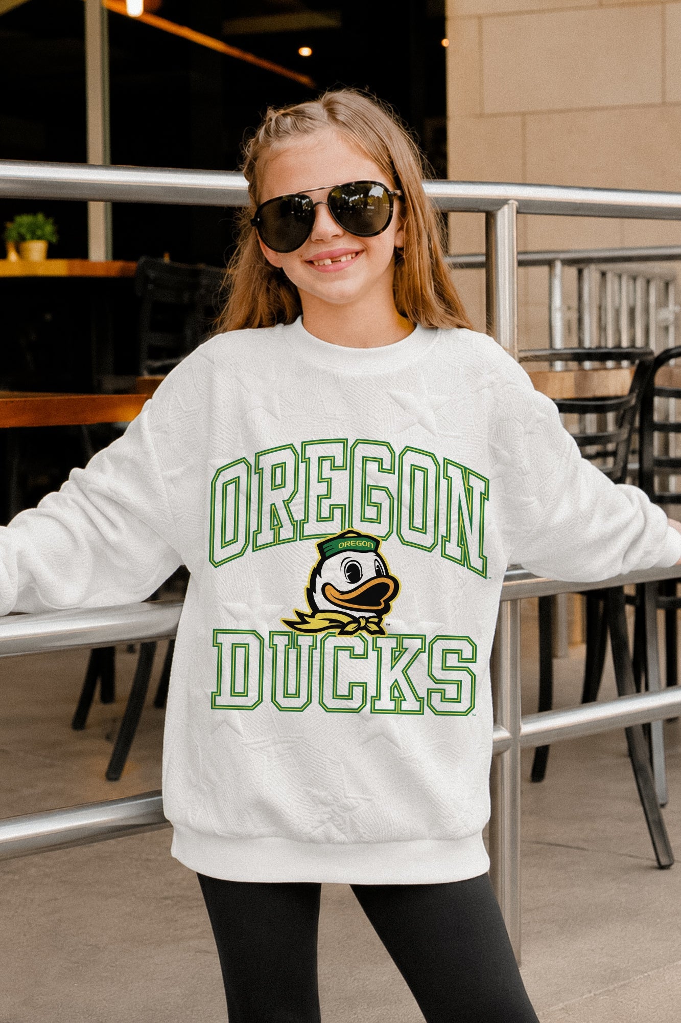 OREGON DUCKS BIG PLAY ENERGY KIDS EMBOSSED STAR CREWNECK