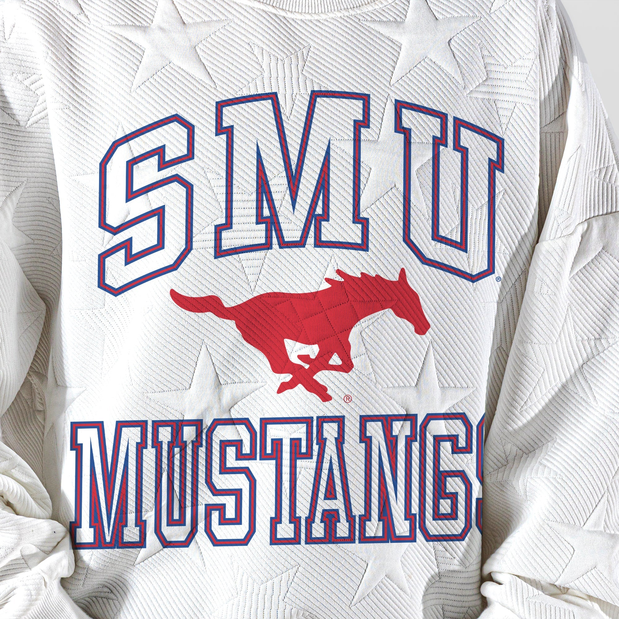 SMU MUSTANGS BIG PLAY ENERGY KIDS EMBOSSED STAR CREWNECK