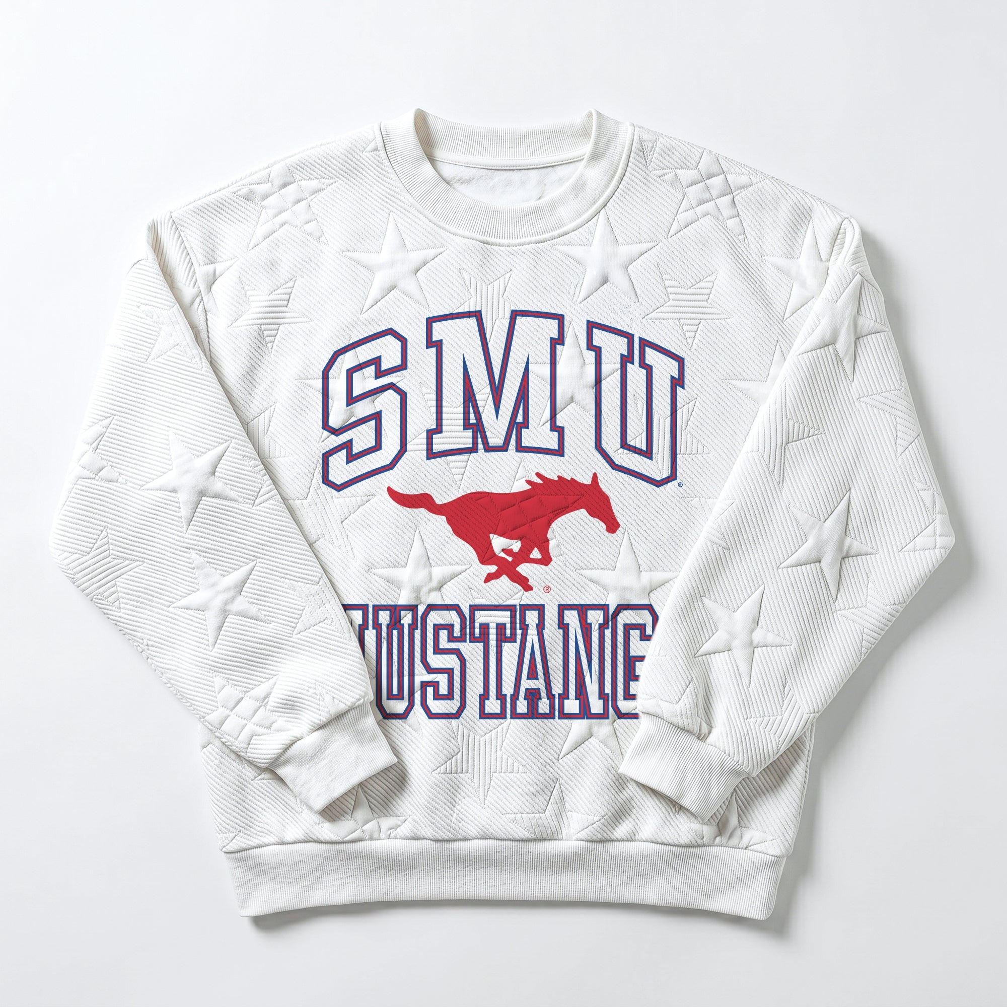 SMU MUSTANGS BIG PLAY ENERGY KIDS EMBOSSED STAR CREWNECK