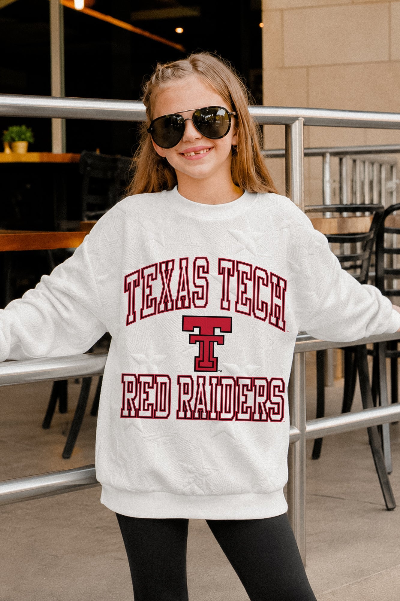 TEXAS TECH RED RAIDERS BIG PLAY ENERGY KIDS EMBOSSED STAR CREWNECK