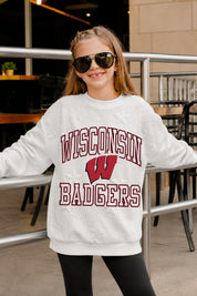 WISCONSIN BADGERS BIG PLAY ENERGY KIDS EMBOSSED STAR CREWNECK